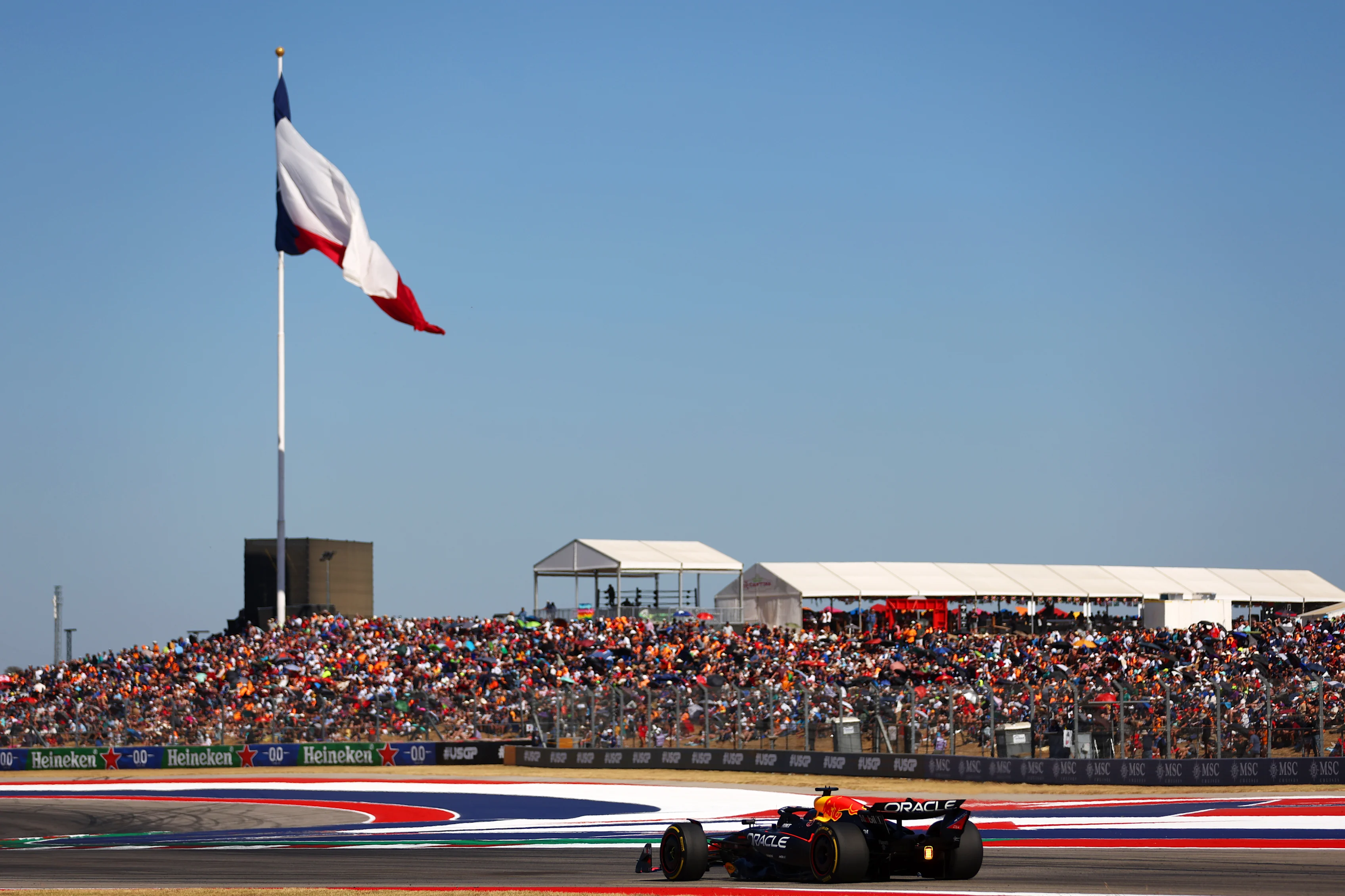 AUSTIN, TEXAS - OCTOBER 20: Max Verstappen of the Netherlands driving the (1) Oracle Red Bull