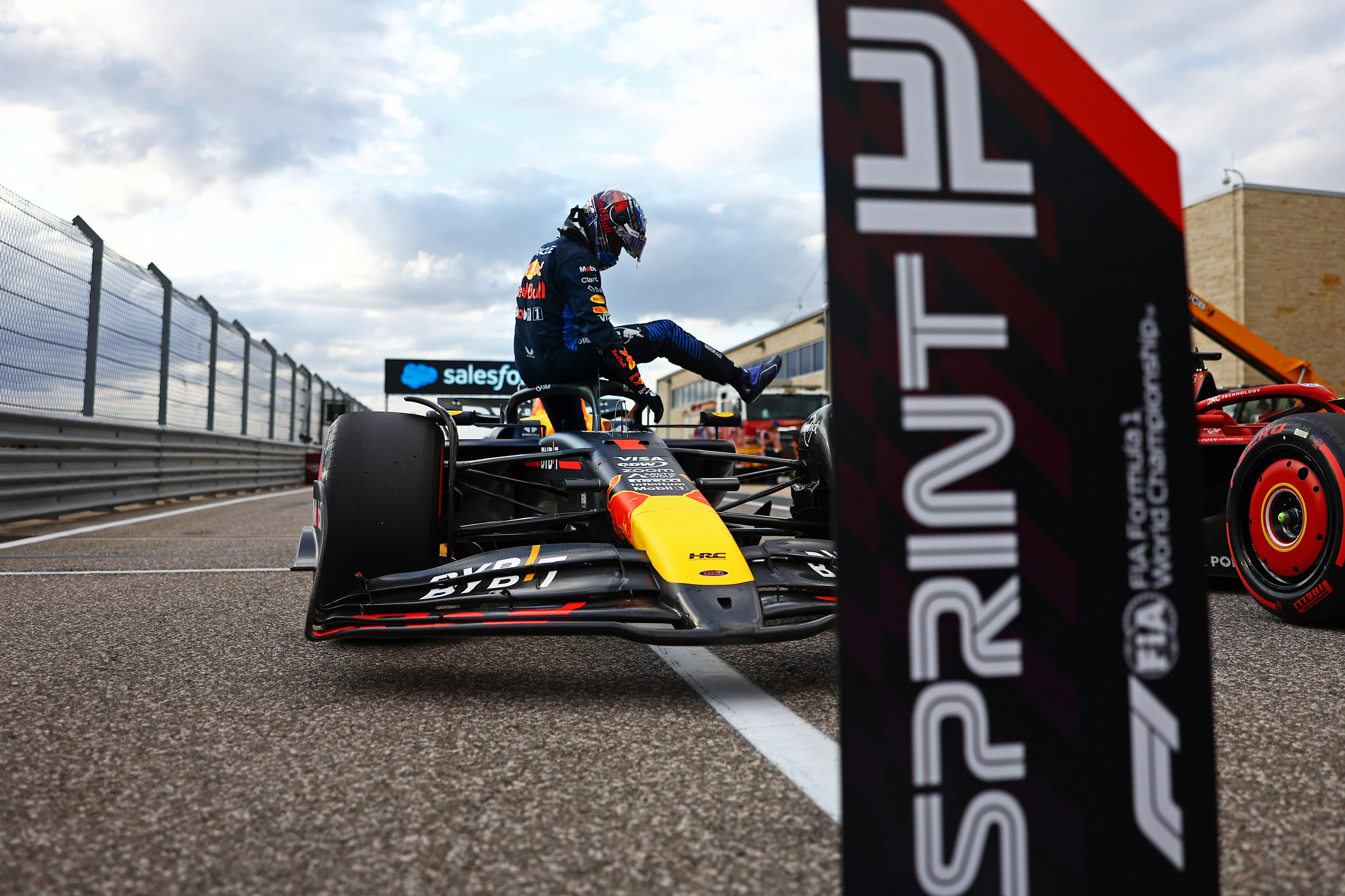 AUSTIN, TEXAS - OCTOBER 18: Sprint Pole qualifier Max Verstappen of the Netherlands and Oracle Red