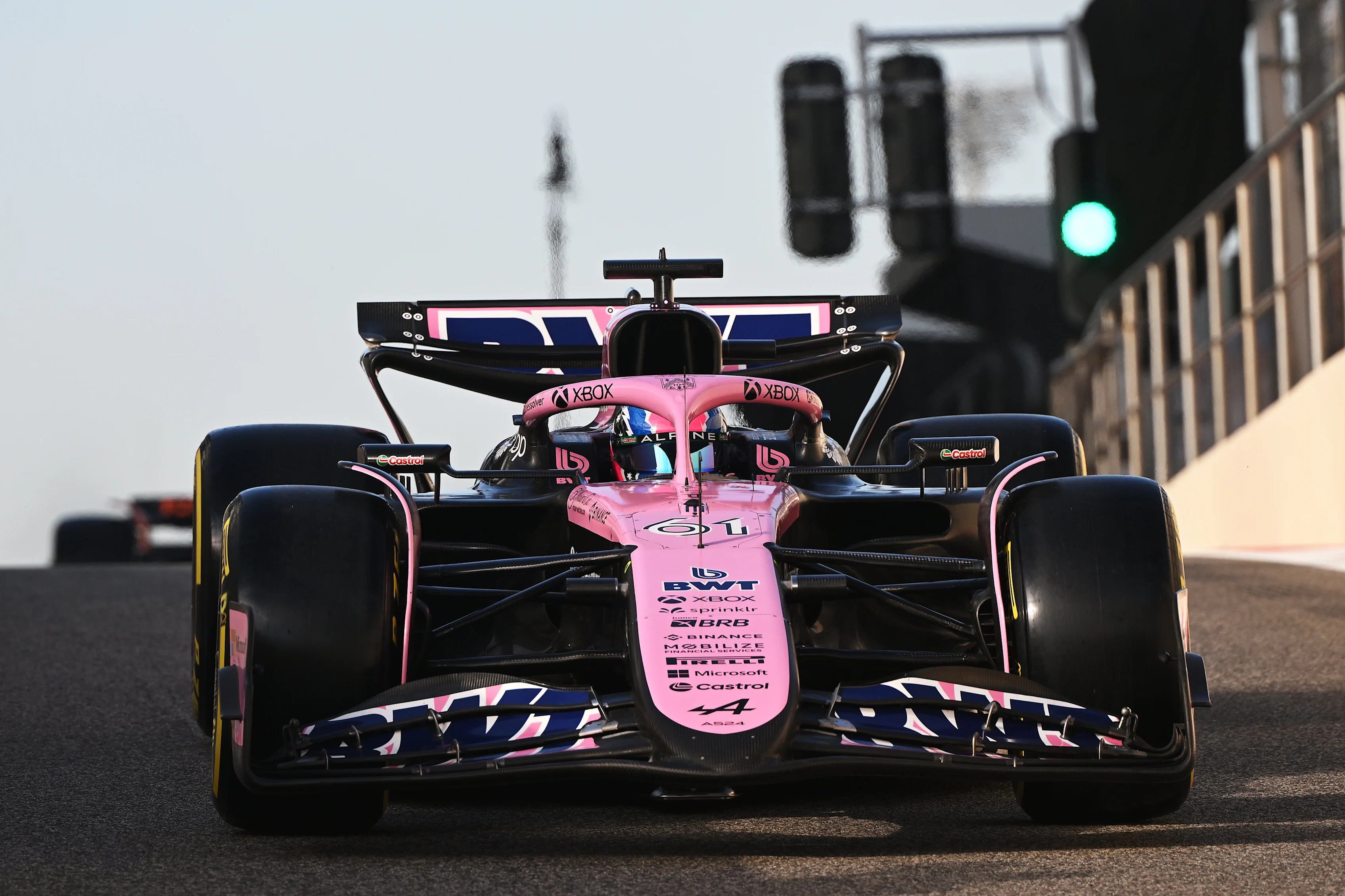 Jack Doohan of Australia driving the (61) Alpine F1 A524 Renault in the Pitlane during Formula 1 testing at Yas Marina Circuit on December 10, 2024 in Abu Dhabi, United Arab Emirates. (Photo by Mark Sutton/Getty Images)