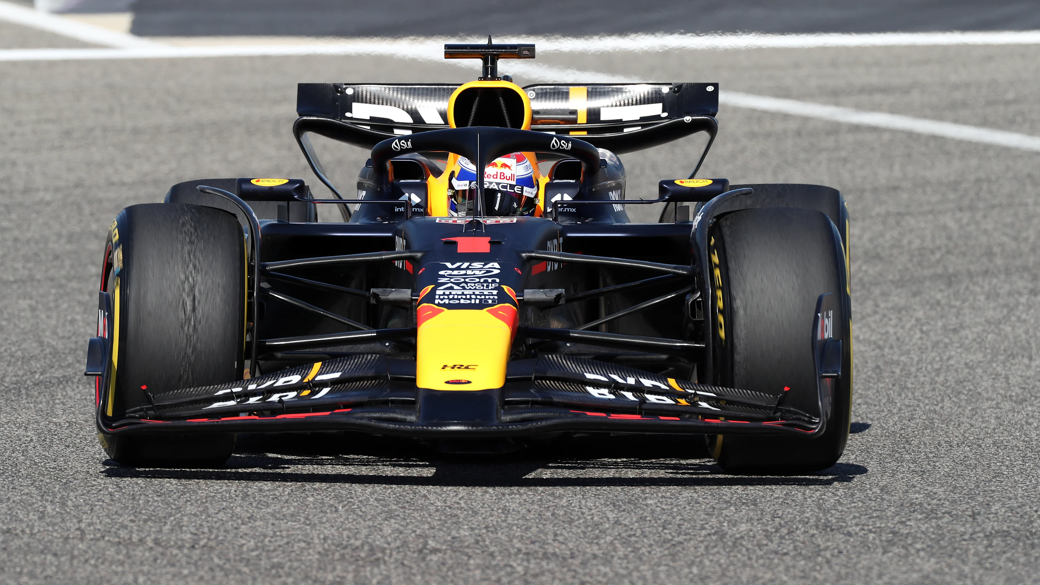 BAHRAIN, BAHRAIN - FEBRUARY 21: Max Verstappen of the Netherlands driving the (1) Oracle Red Bull