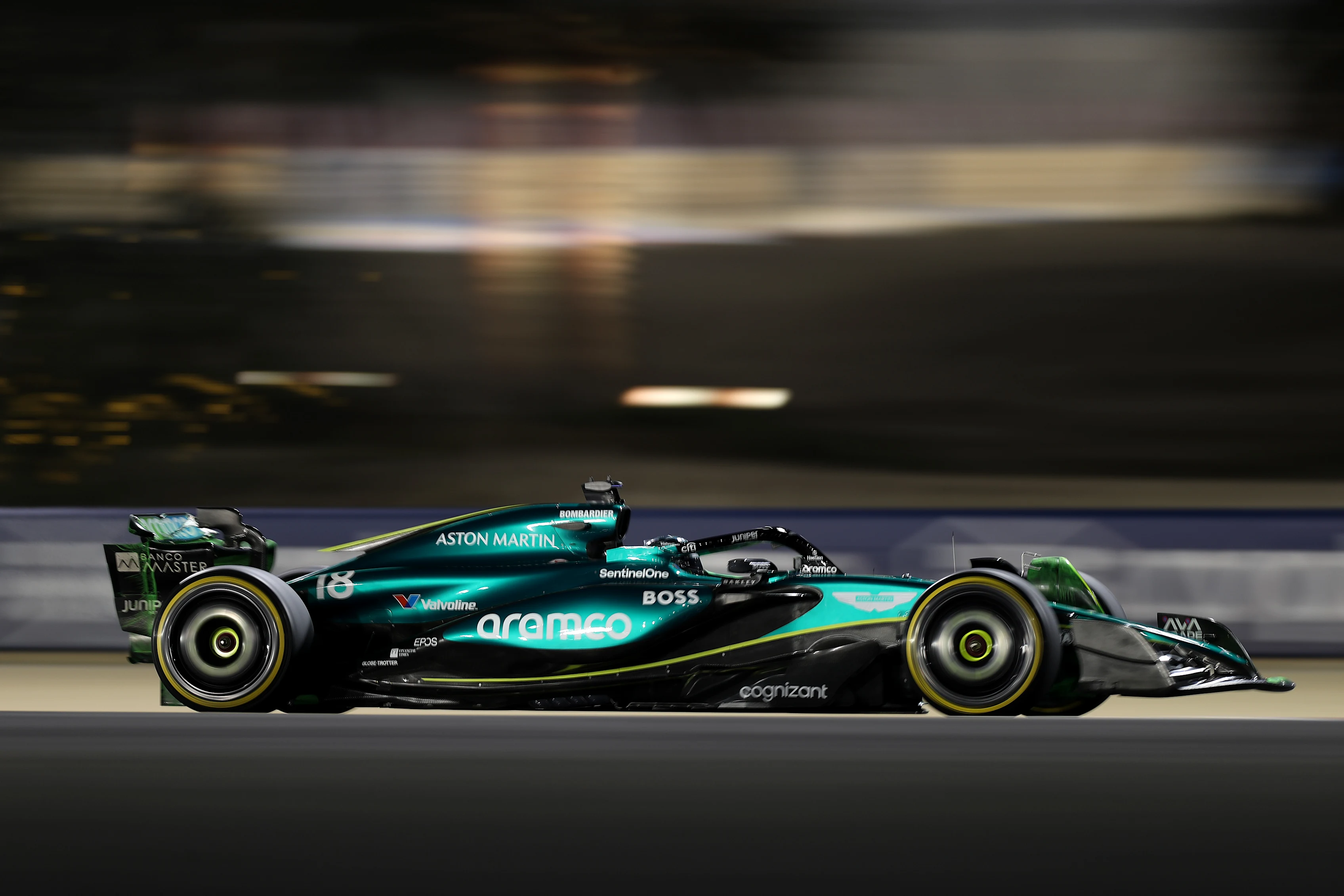 BAHRAIN, BAHRAIN - FEBRUARY 21: Lance Stroll of Canada driving the (18) Aston Martin AMR24 Mercedes