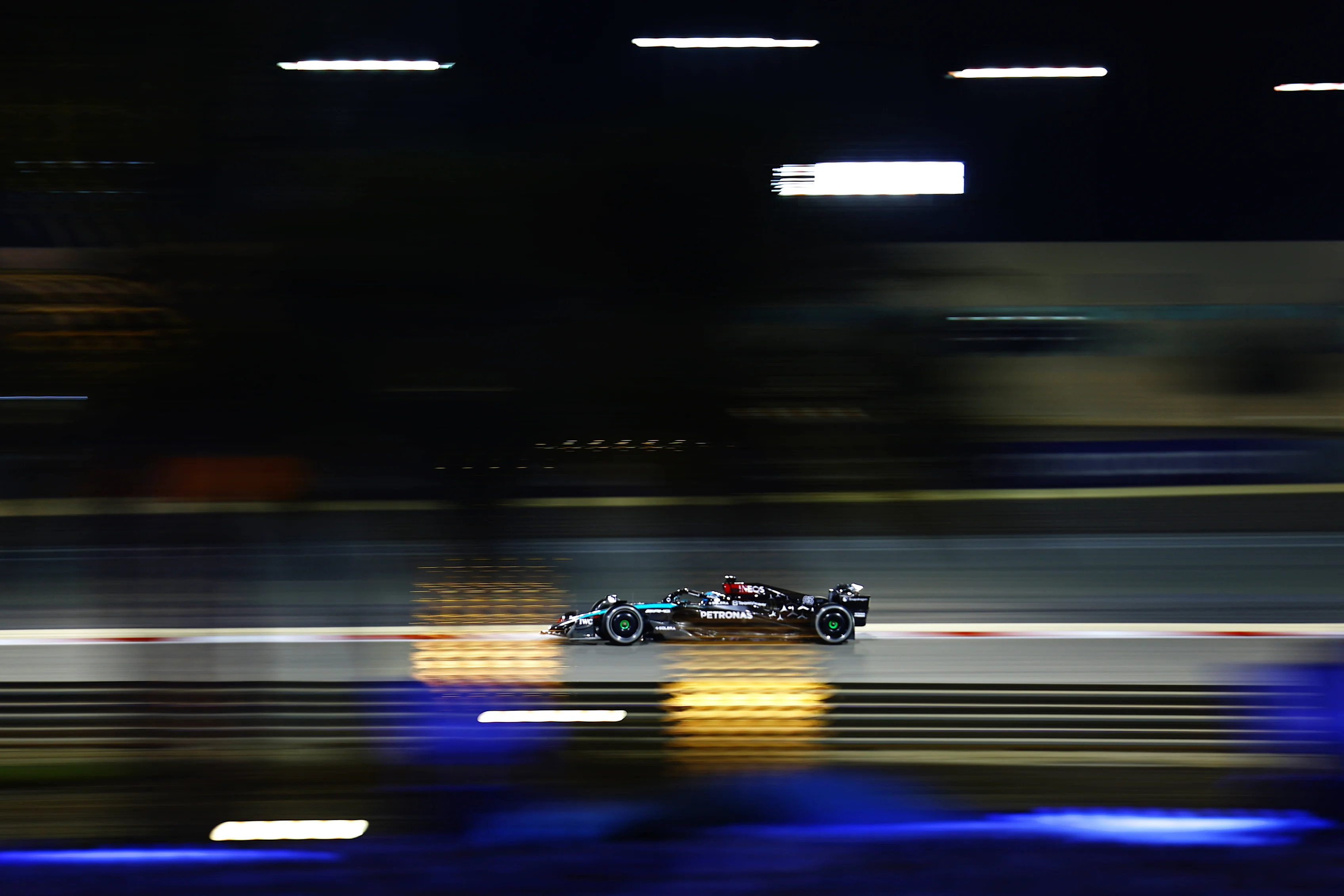 BAHRAIN, BAHRAIN - FEBRUARY 21: George Russell of Great Britain driving the (63) Mercedes AMG