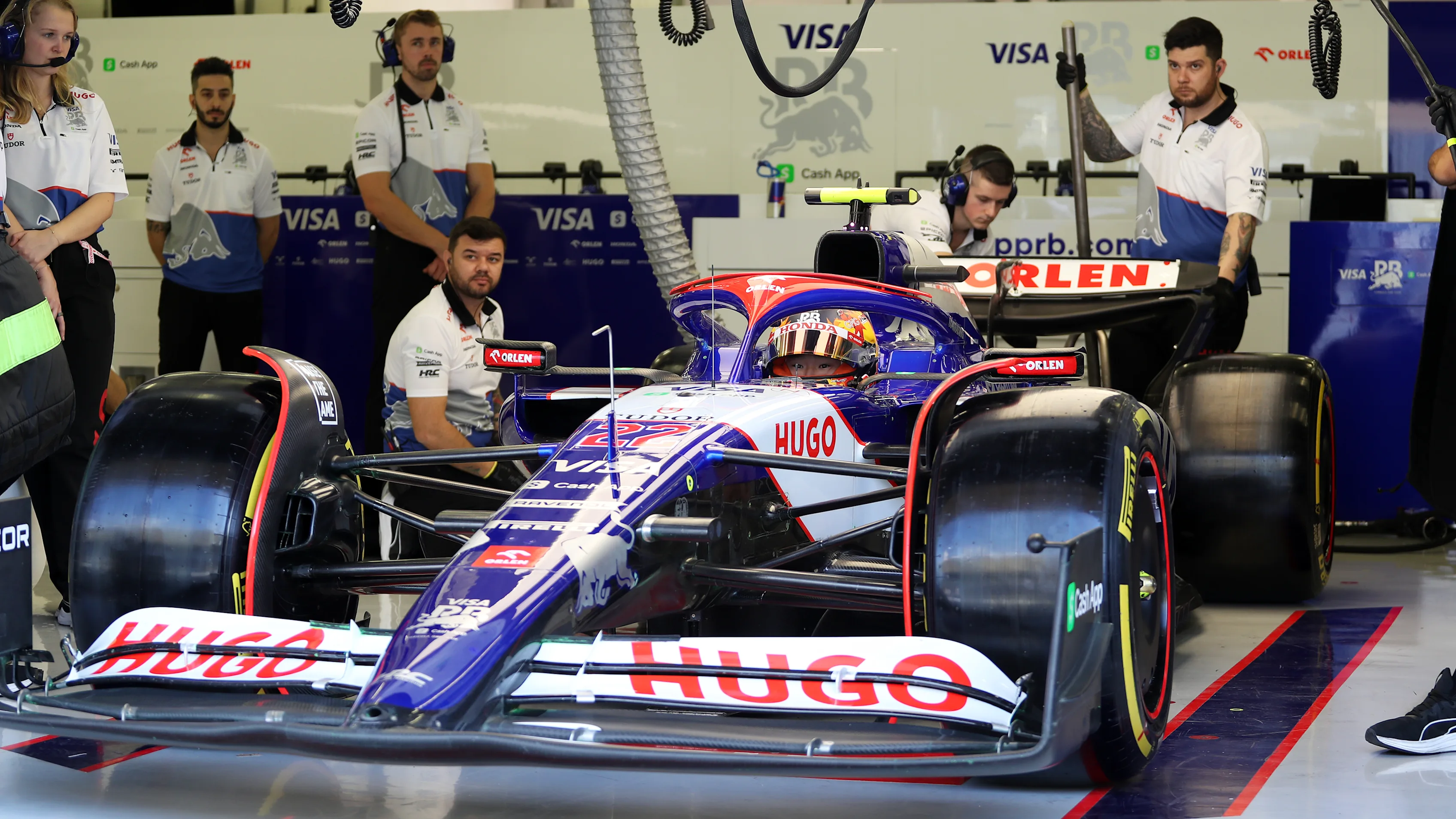 BAHRAIN, BAHRAIN - FEBRUARY 22: Yuki Tsunoda of Japan and Visa Cash App RB prepares to drive in the