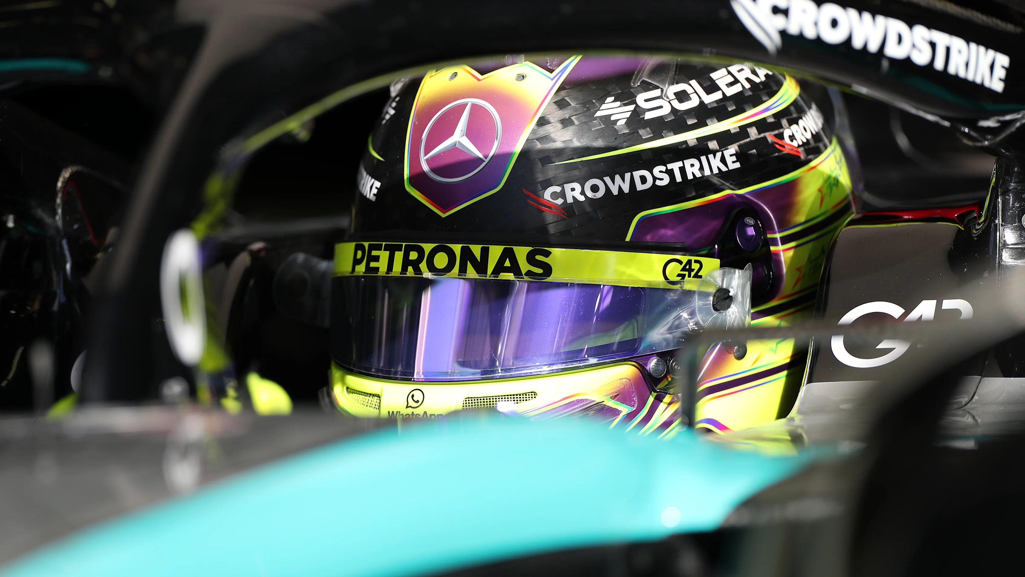 BAHRAIN, BAHRAIN - FEBRUARY 22: Lewis Hamilton of Great Britain and Mercedes prepares to drive in