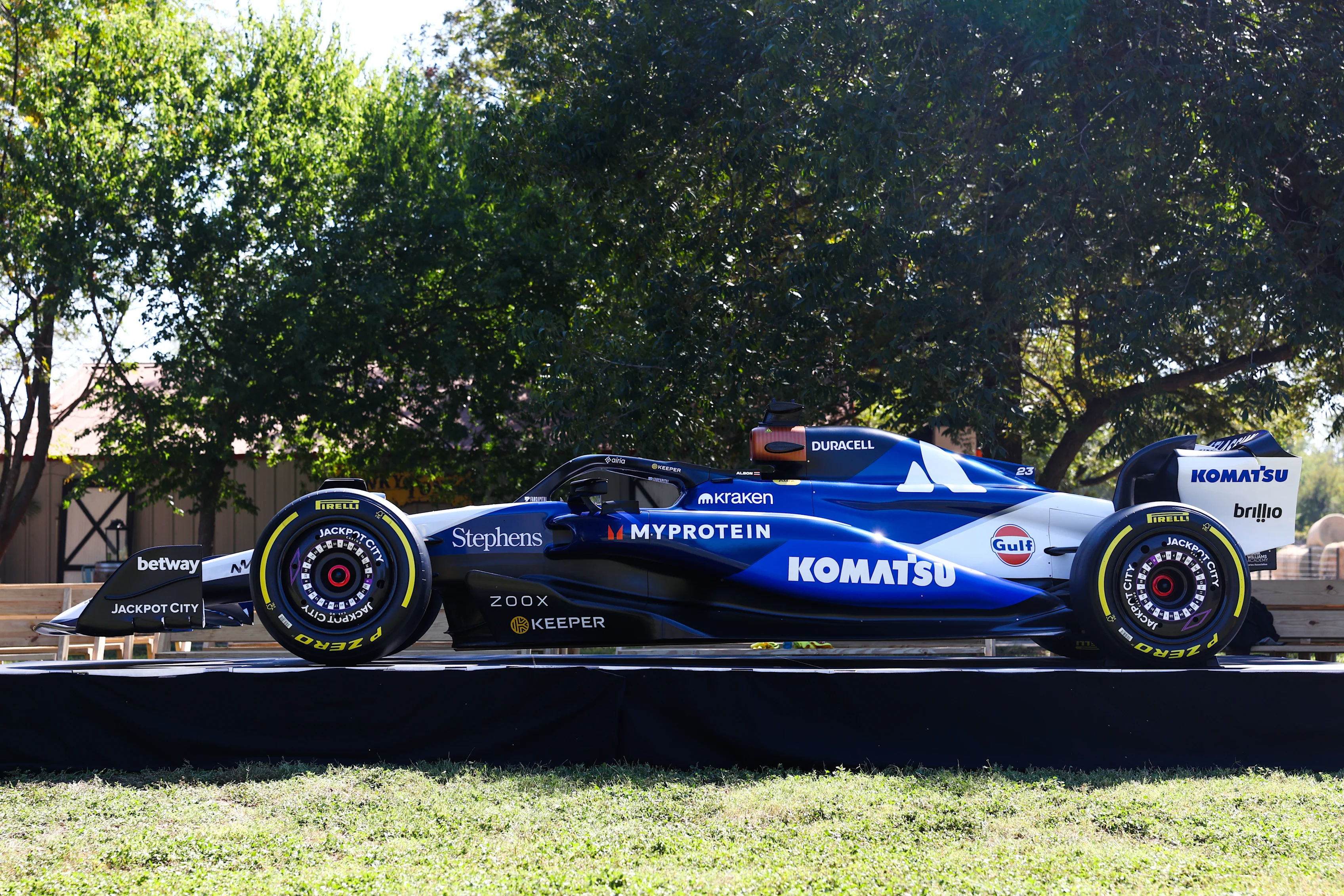 AUSTIN, TEXAS - OCTOBER 15: The Williams FW47 Mercedes on display during the Atlassian Williams