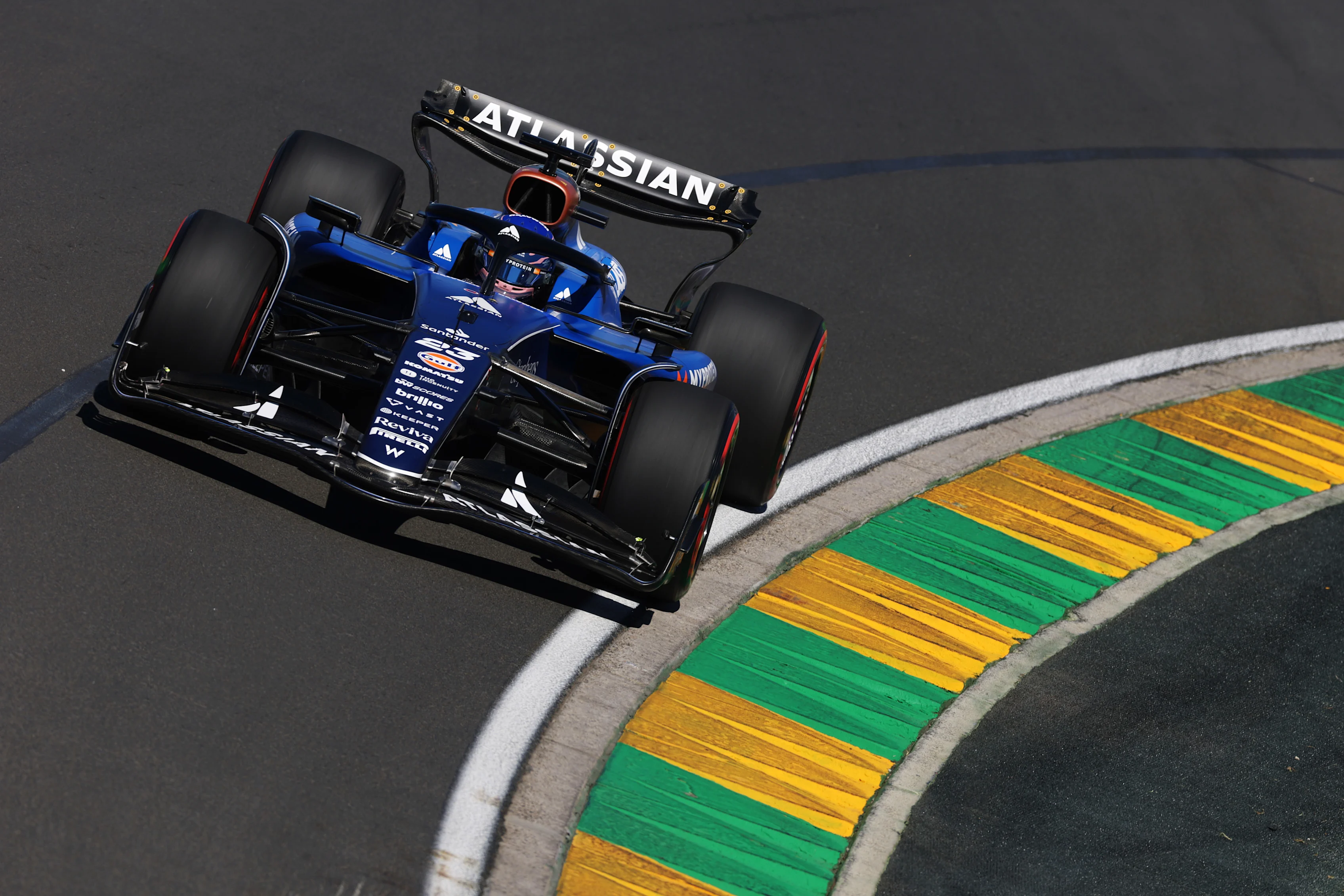 MELBOURNE, AUSTRALIA - MARCH 14: Alexander Albon of Thailand driving the (23) Williams FW47 Mercedes on track during practice ahead of the F1 Grand Prix of Australia at Albert Park Grand Prix Circuit on March 14, 2025 in Melbourne, Australia. (Photo by Mark Thompson/Getty Images)
