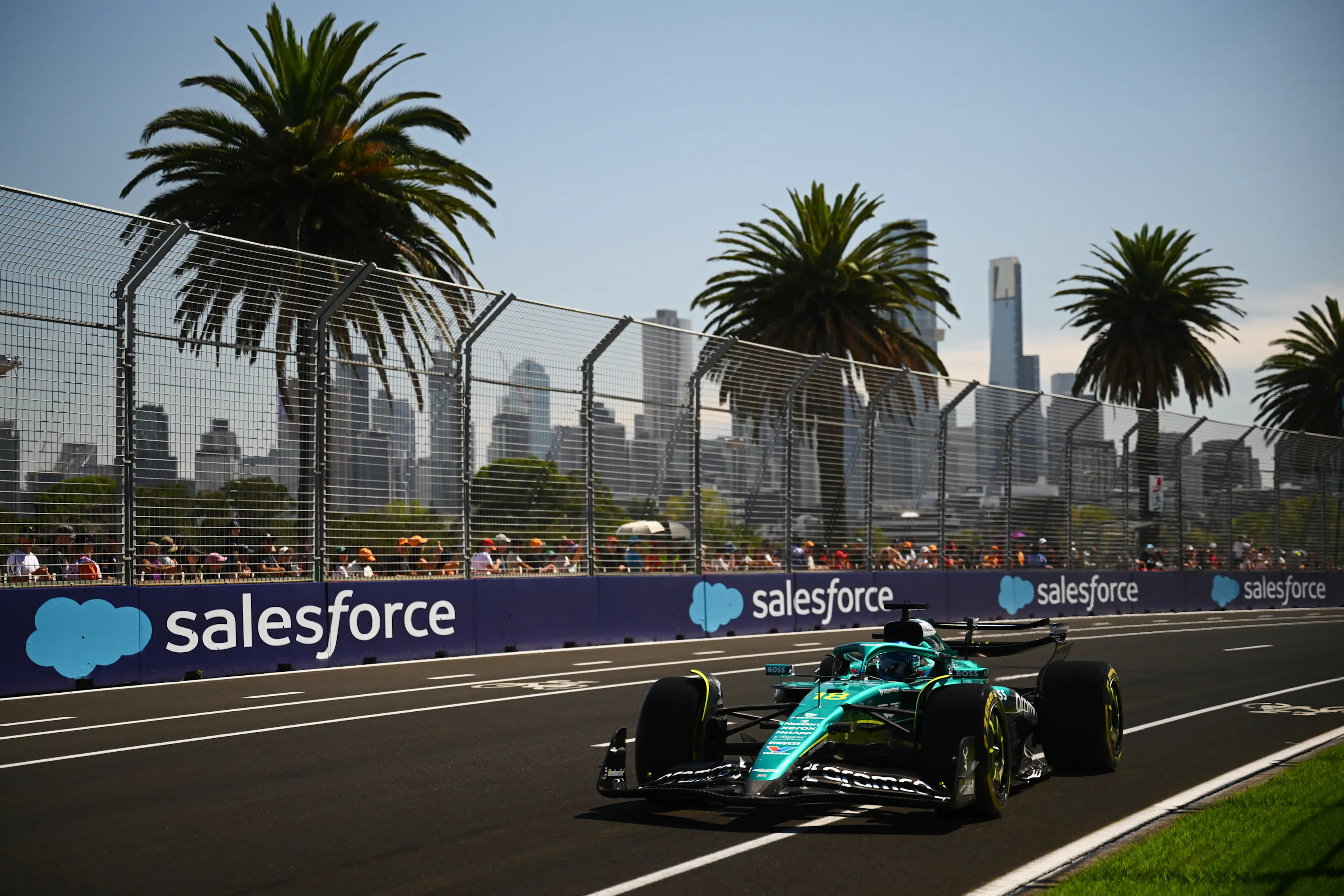MELBOURNE, AUSTRALIA - MARCH 14: Lance Stroll of Canada driving the (18) Aston Martin F1 Team AMR25