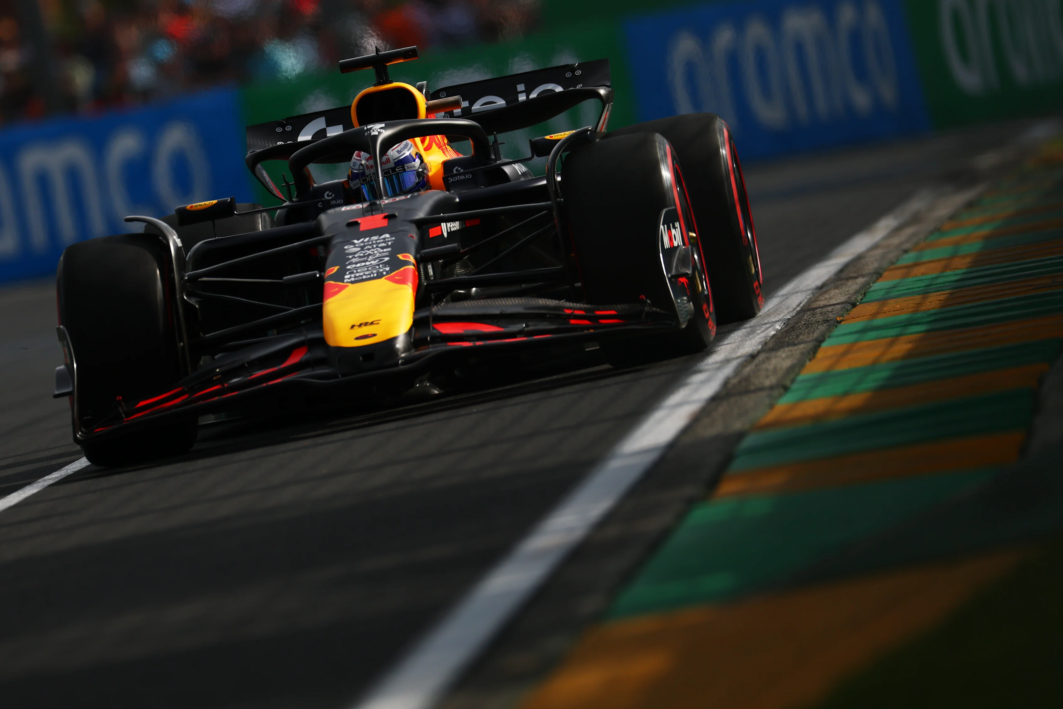 MELBOURNE, AUSTRALIA - MARCH 14: Max Verstappen of the Netherlands driving the (1) Oracle Red Bull Racing RB21 on track during practice ahead of the F1 Grand Prix of Australia at Albert Park Grand Prix Circuit on March 14, 2025 in Melbourne, Australia. (Photo by Clive Rose/Getty Images)
