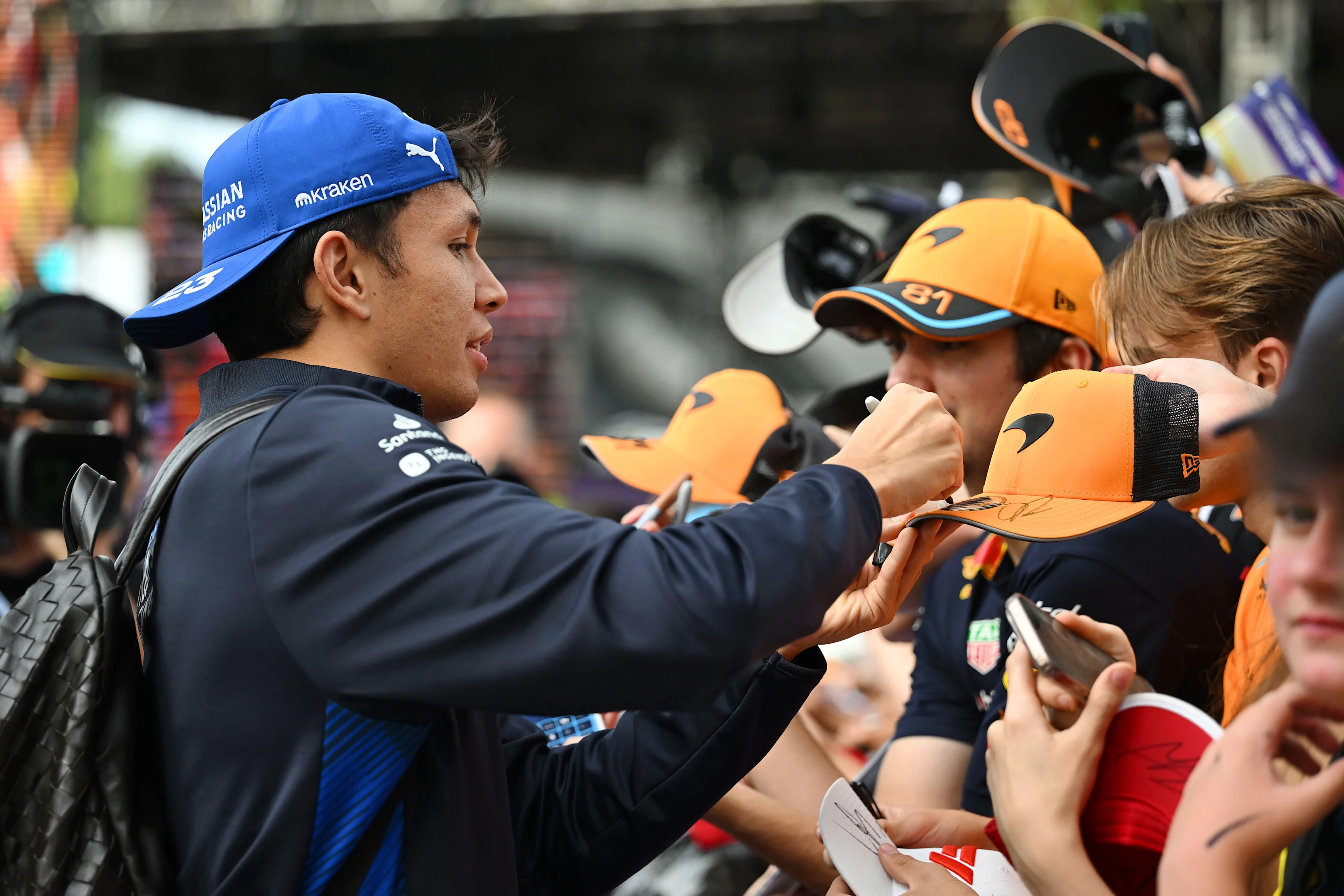 Alexander Albon signs autographs for fans prior to final practice ahead of the F1 Grand Prix of Australia at Albert Park Grand Prix Circuit on March 15, 2025 in Melbourne, Australia. (Photo by Mark Sutton - Formula 1/Formula 1 via Getty Images)
