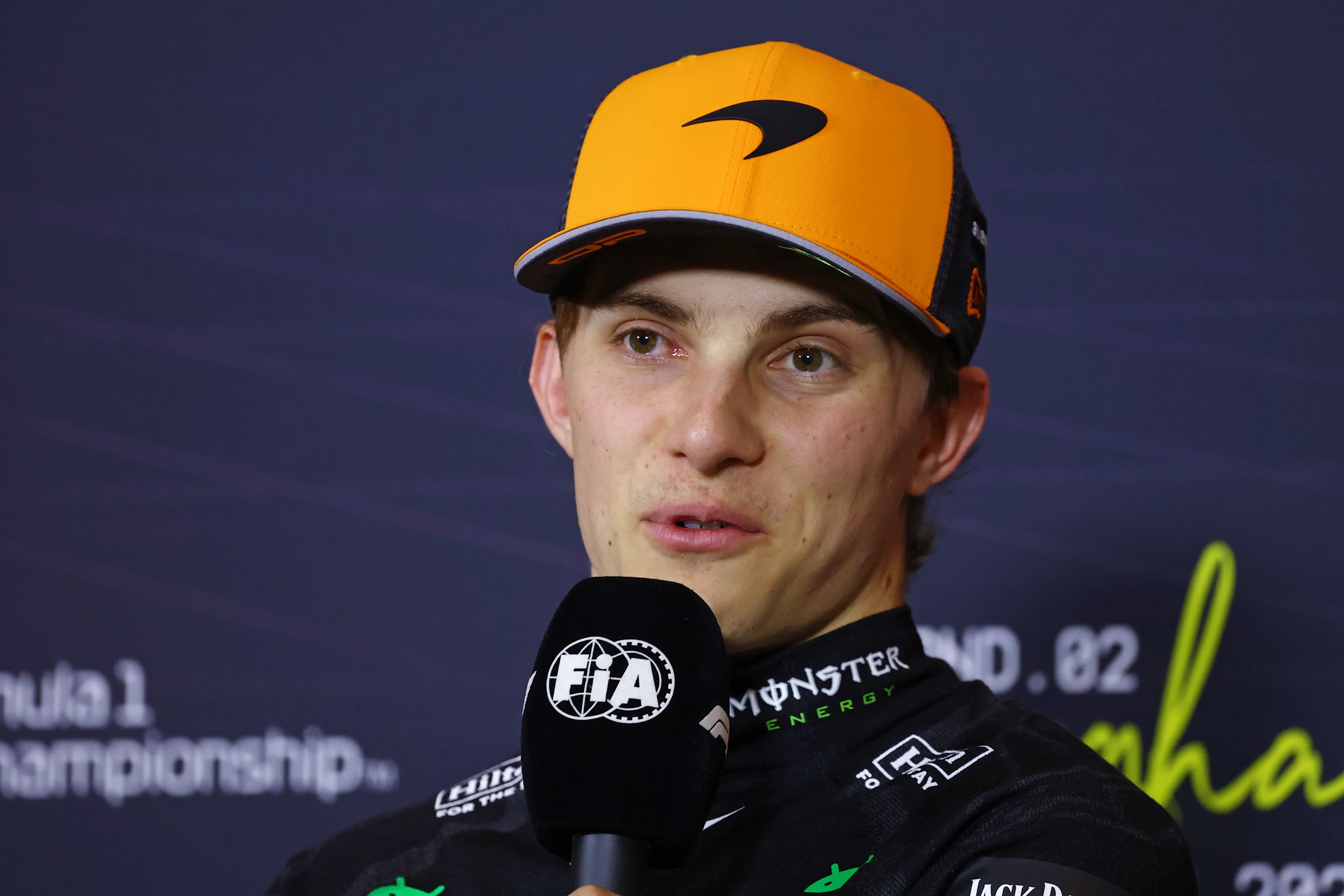 SHANGHAI, CHINA - MARCH 23: Race winner Oscar Piastri of Australia and McLaren attends the press