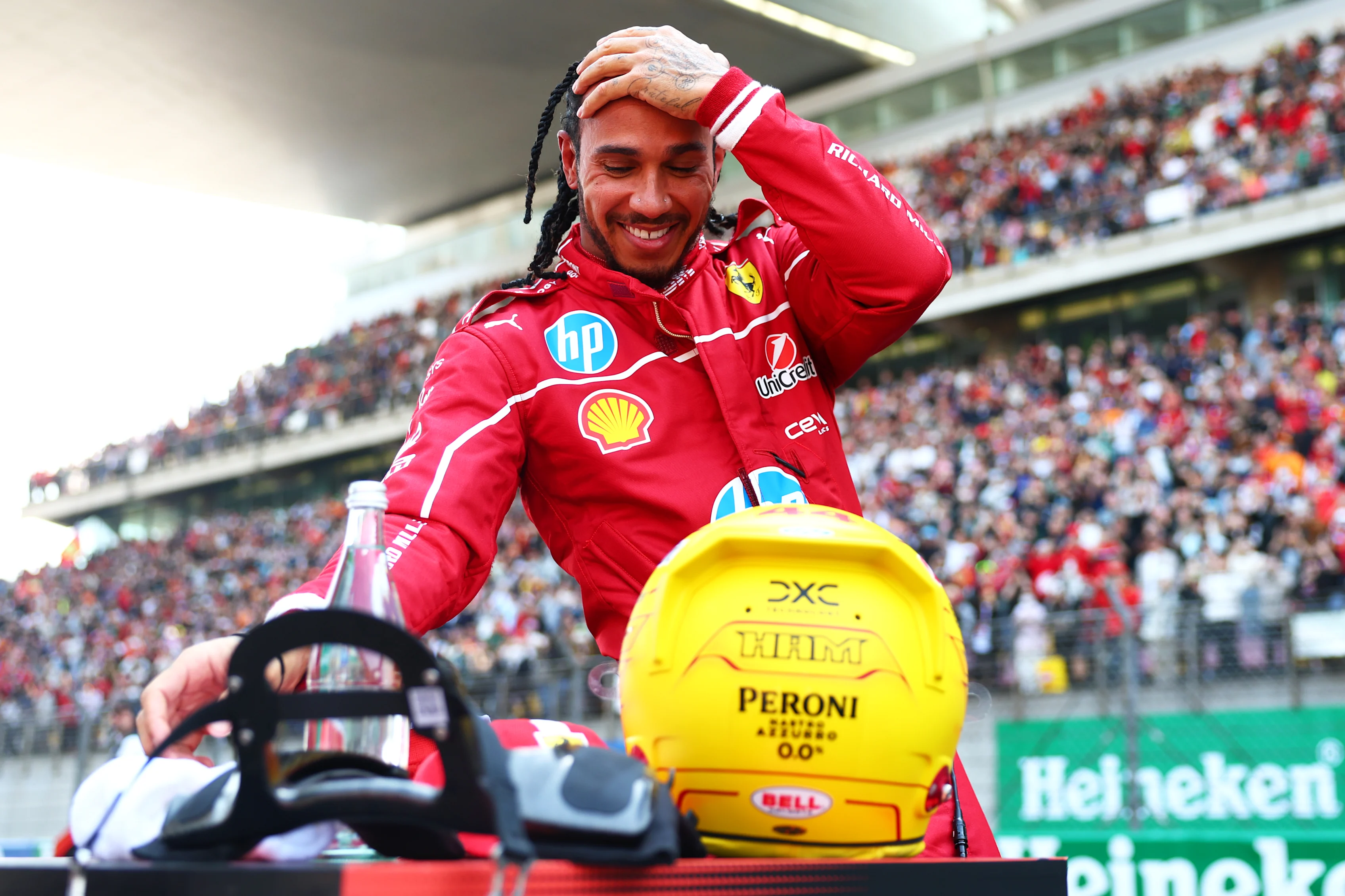 SHANGHAI, CHINA - MARCH 22: Sprint winner Lewis Hamilton of Great Britain and Scuderia Ferrari