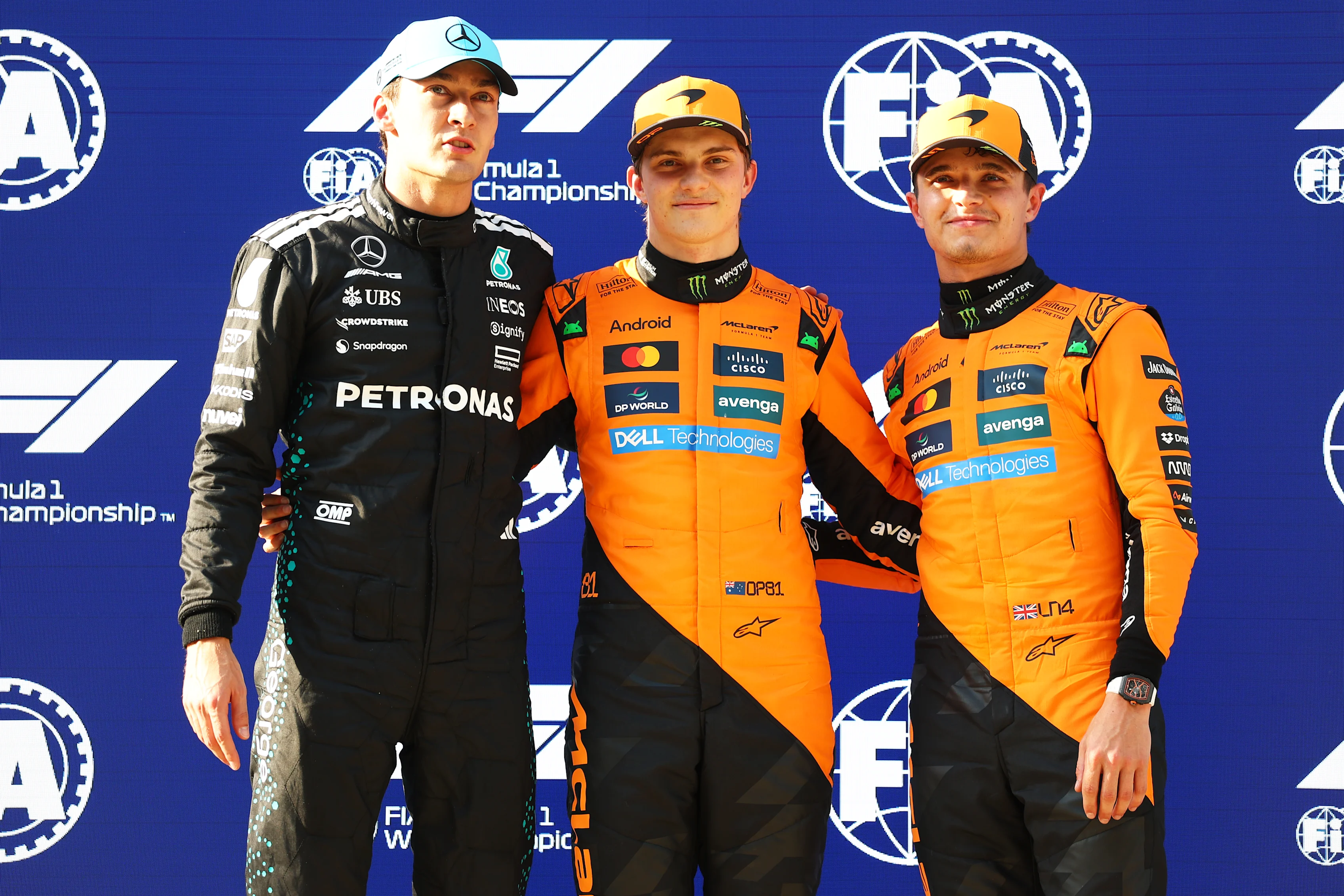 SHANGHAI, CHINA - MARCH 22: Second placed qualifier George Russell of Great Britain and Mercedes