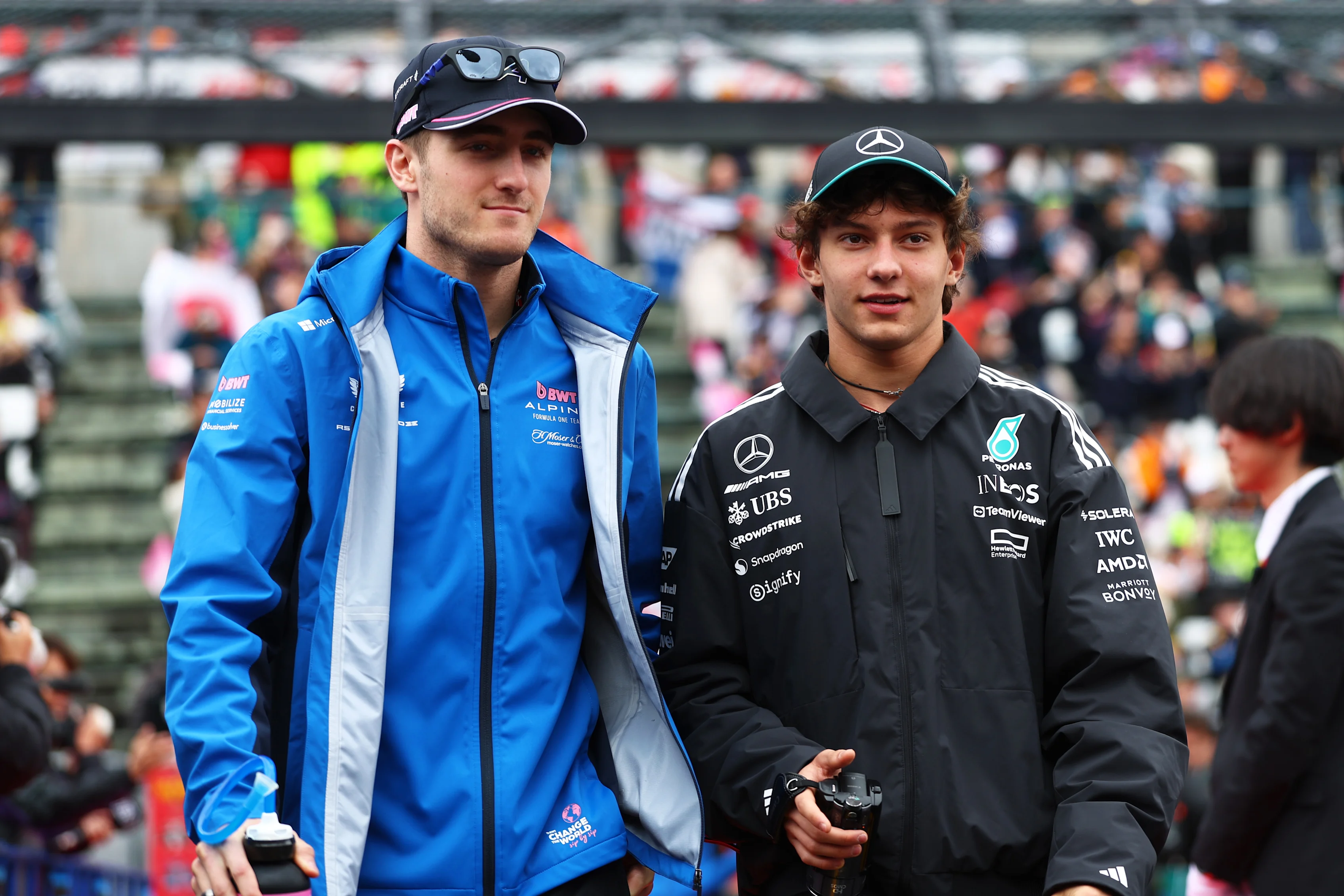 SUZUKA, JAPAN - APRIL 06: Jack Doohan of Australia and Alpine F1 and Andrea Kimi Antonelli of Italy