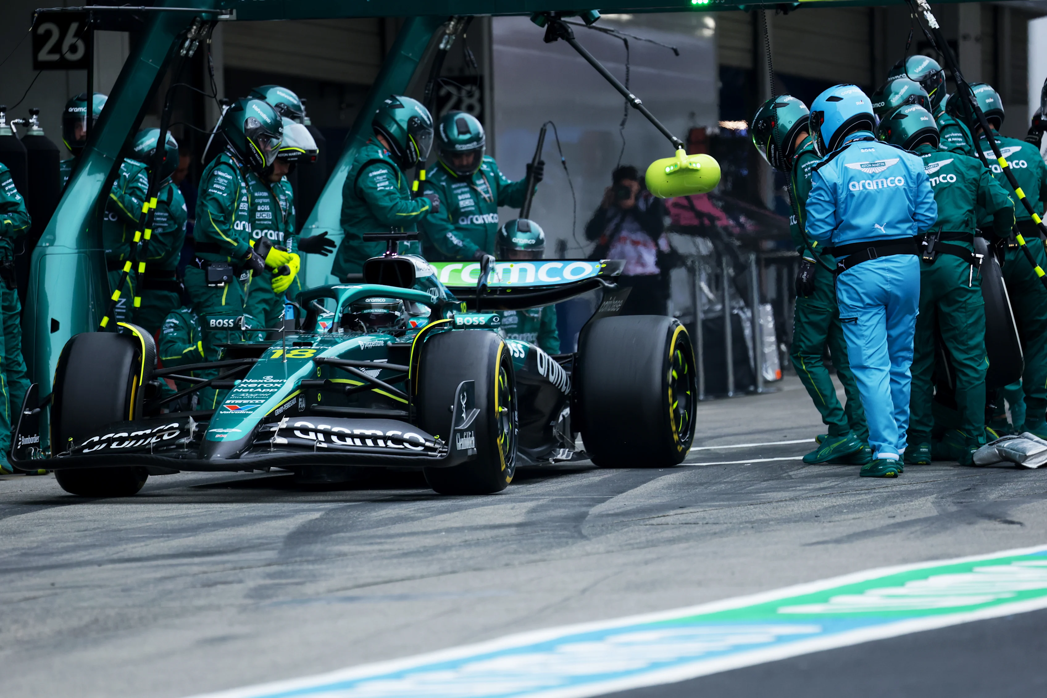 SUZUKA, JAPAN - APRIL 06: Lance Stroll of Canada driving the (18) Aston Martin F1 Team AMR25
