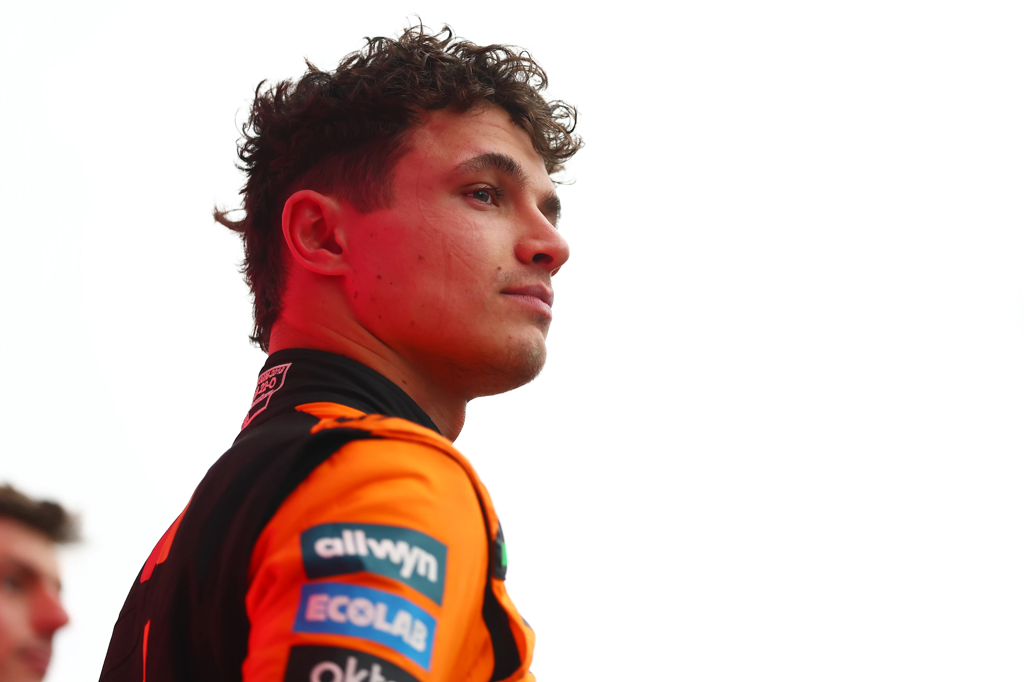 SUZUKA, JAPAN - APRIL 06: Second placed Lando Norris of Great Britain and McLaren on the podium during the F1 Grand Prix of Japan at Suzuka Circuit on April 06, 2025 in Suzuka, Japan. (Photo by Bryn Lennon - Formula 1/Formula 1 via Getty Images)