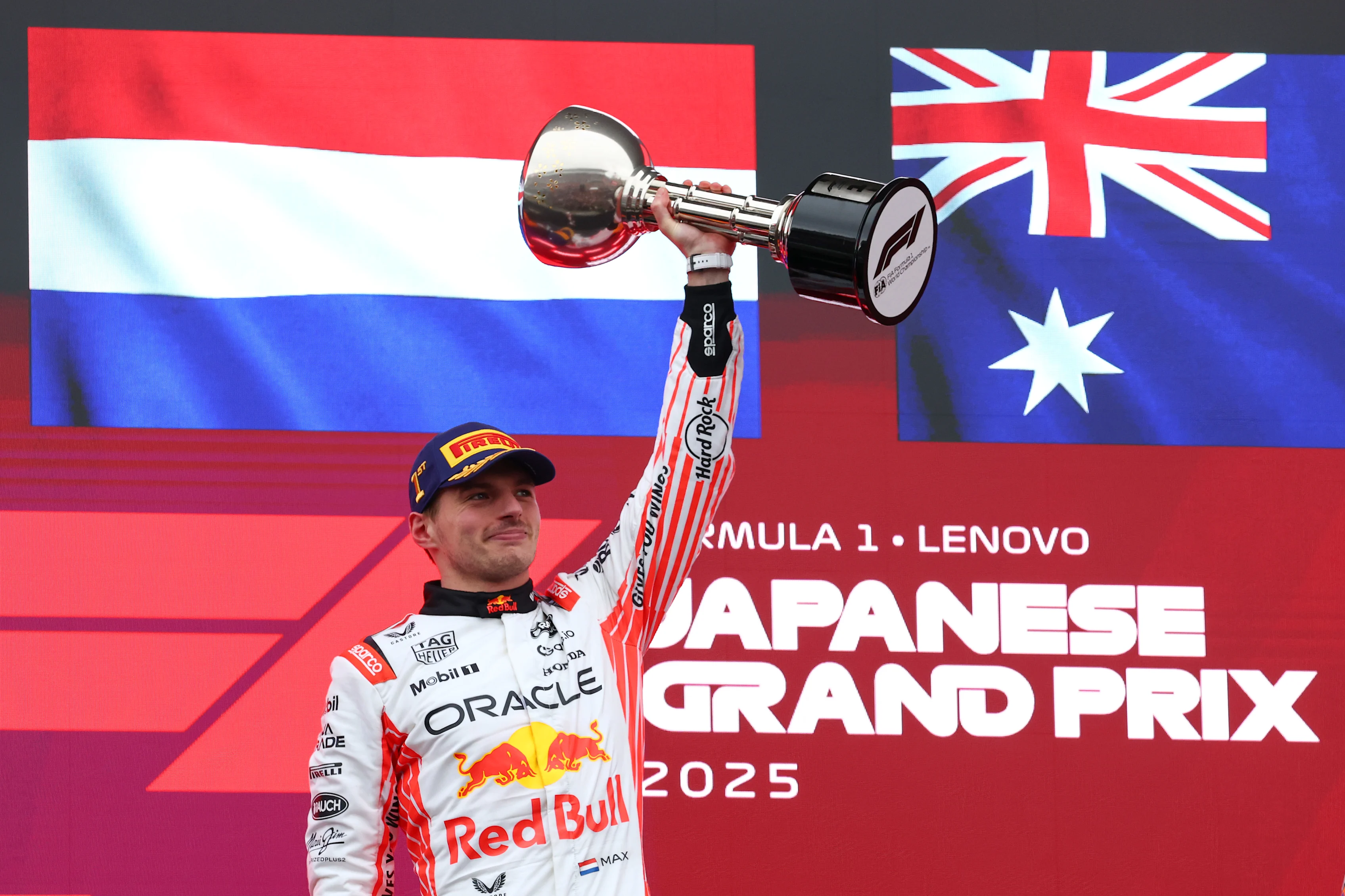 SUZUKA, JAPAN - APRIL 06: Race winner Max Verstappen of the Netherlands and Oracle Red Bull Racing