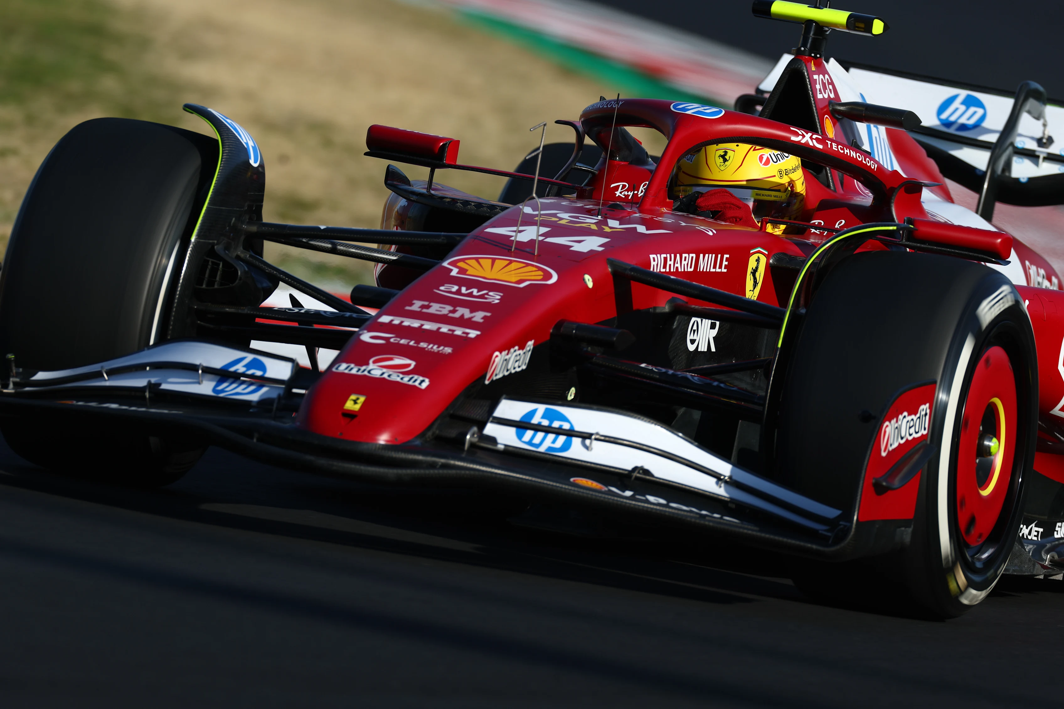 SUZUKA, JAPAN - APRIL 04: Lewis Hamilton of Great Britain driving the (44) Scuderia Ferrari SF-25 on track during practice ahead of the F1 Grand Prix of Japan at Suzuka Circuit on April 04, 2025 in Suzuka, Japan. (Photo by Mark Thompson/Getty Images)