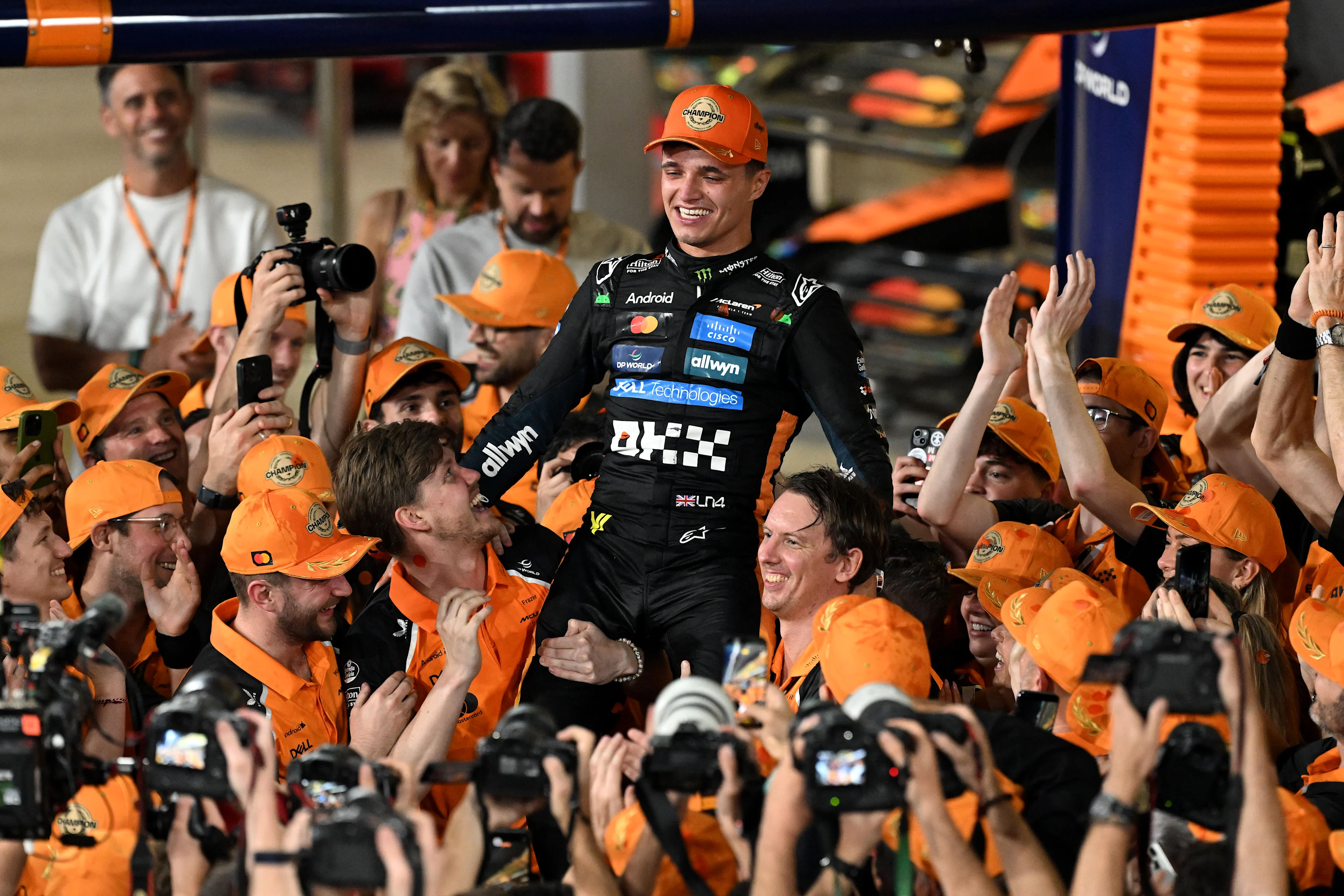ABU DHABI, UNITED ARAB EMIRATES - DECEMBER 07: 2025 F1 World Drivers Champion Lando Norris of Great