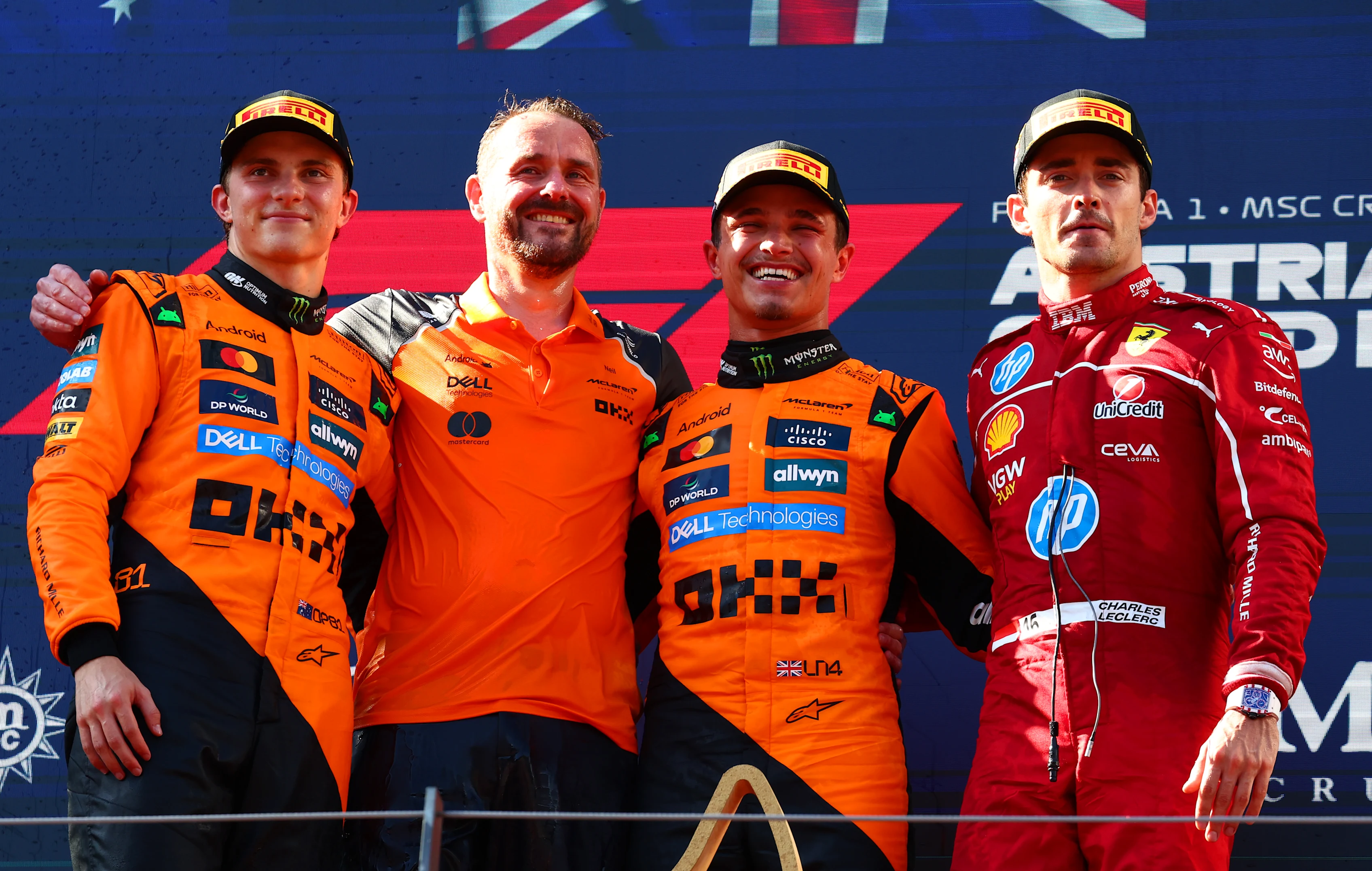SPIELBERG, AUSTRIA - JUNE 29: Race winner Lando Norris of Great Britain and McLaren Second placed