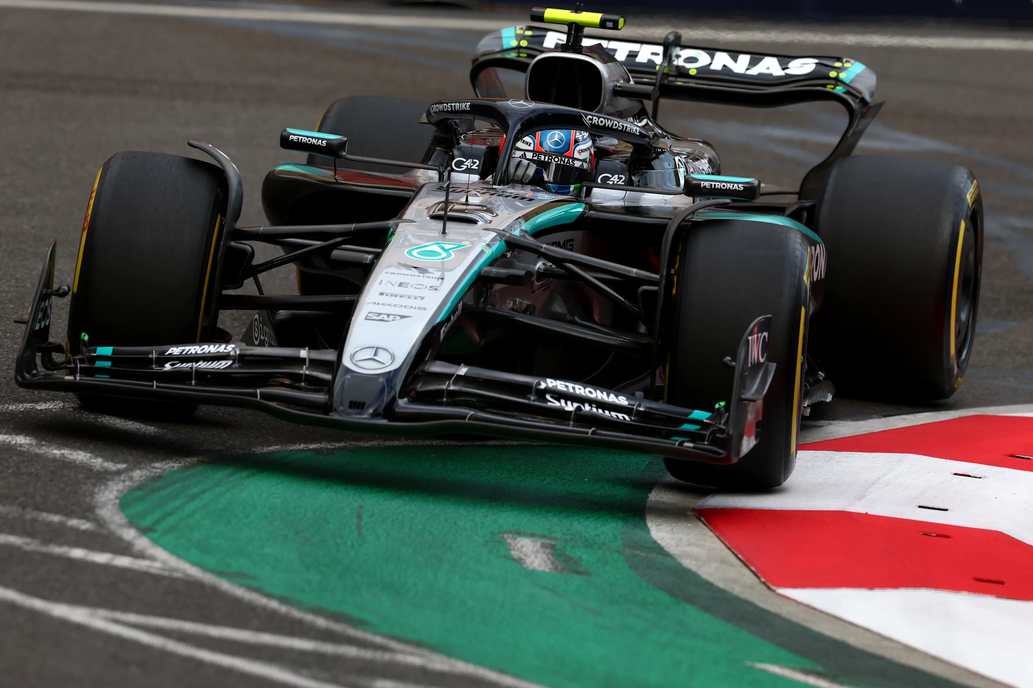 BAKU, AZERBAIJAN - SEPTEMBER 20: Andrea Kimi Antonelli of Italy driving the (12) Mercedes AMG