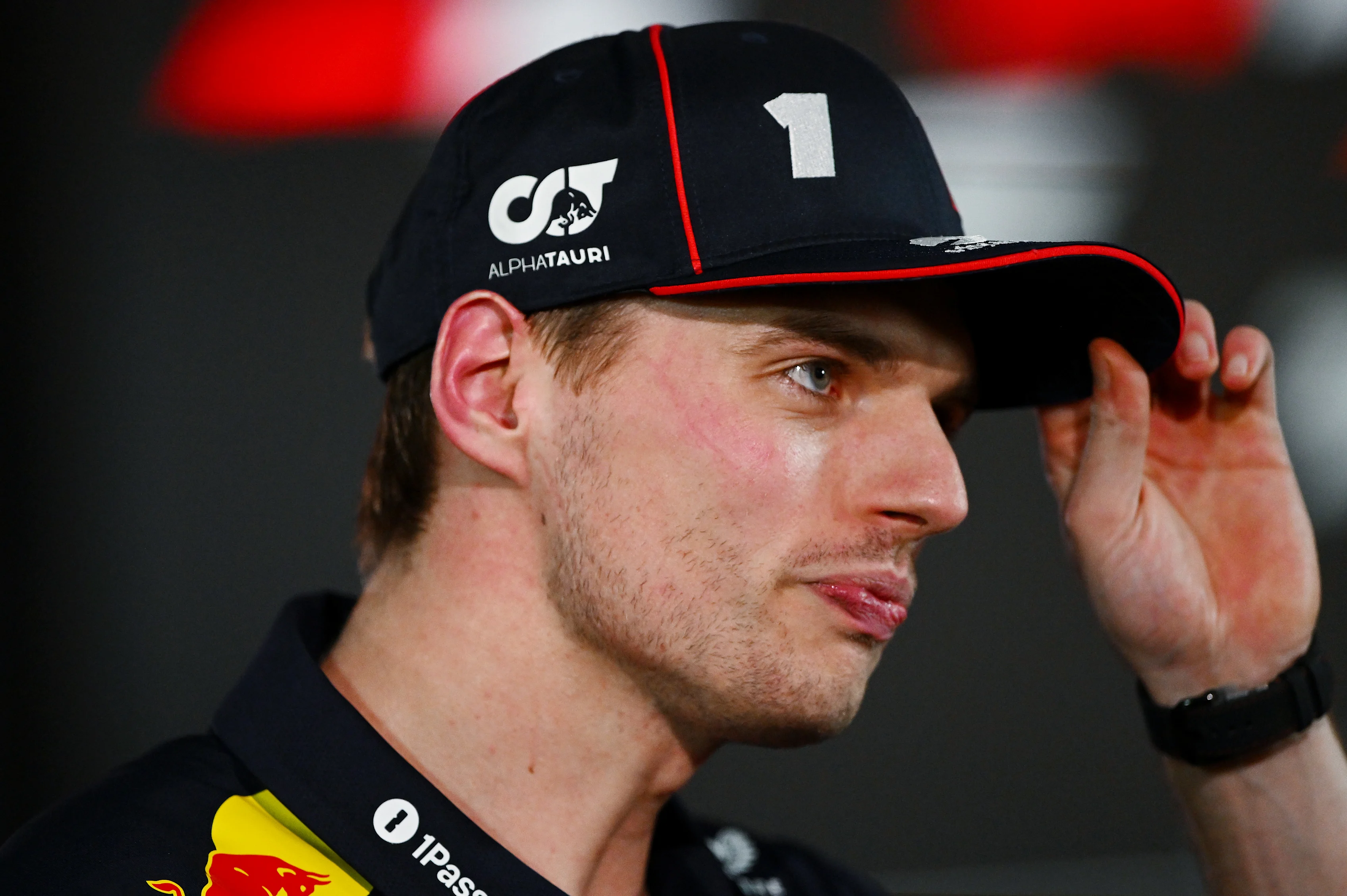 BAHRAIN, BAHRAIN - APRIL 12: Seventh placed qualifier Max Verstappen of the Netherlands and Oracle