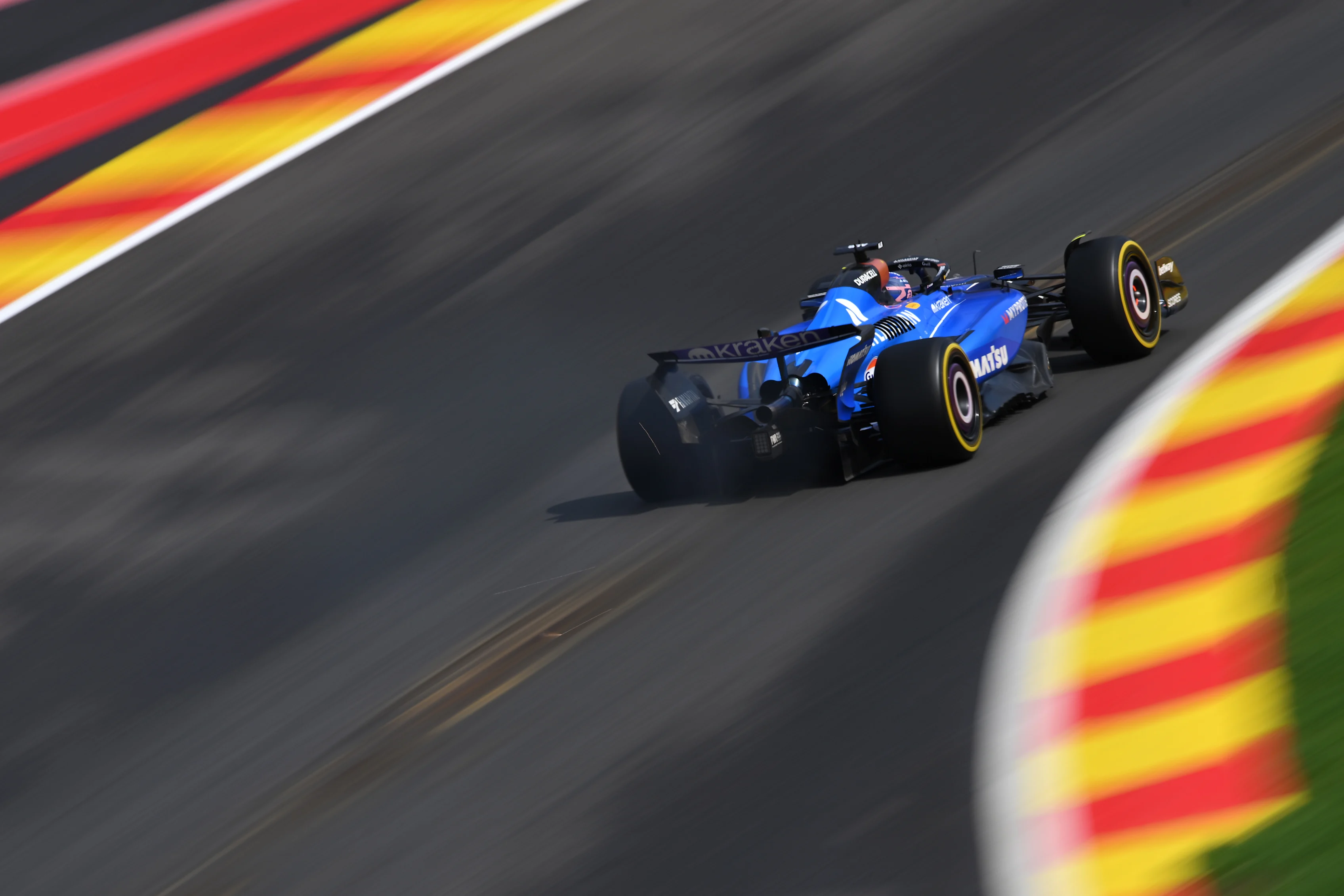SPA, BELGIUM - JULY 27: Alexander Albon of Thailand driving the (23) Williams FW47 Mercedes on