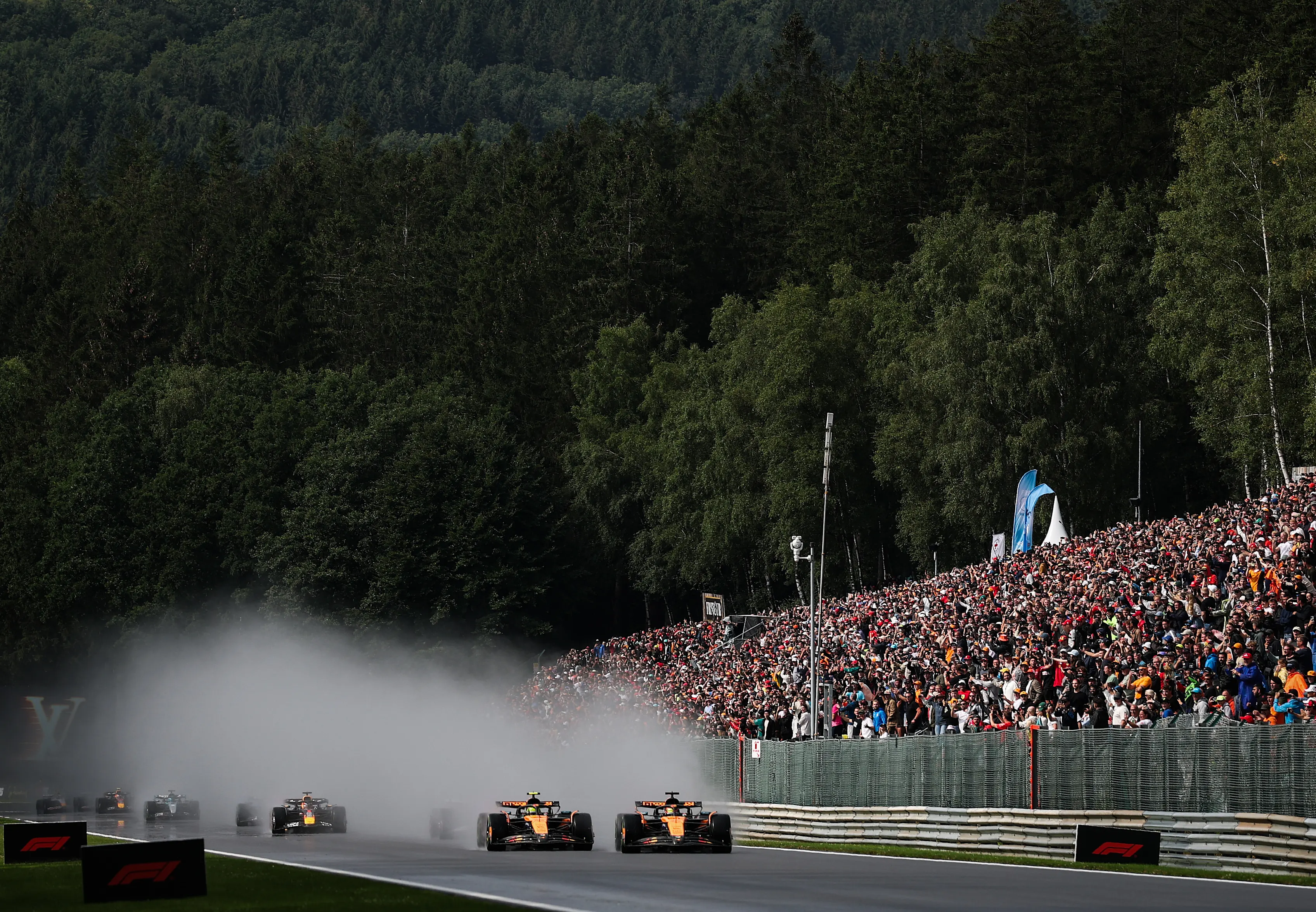 SPA, BELGIUM - JULY 27: Lando Norris of Great Britain driving the (4) McLaren MCL39 Mercedes and