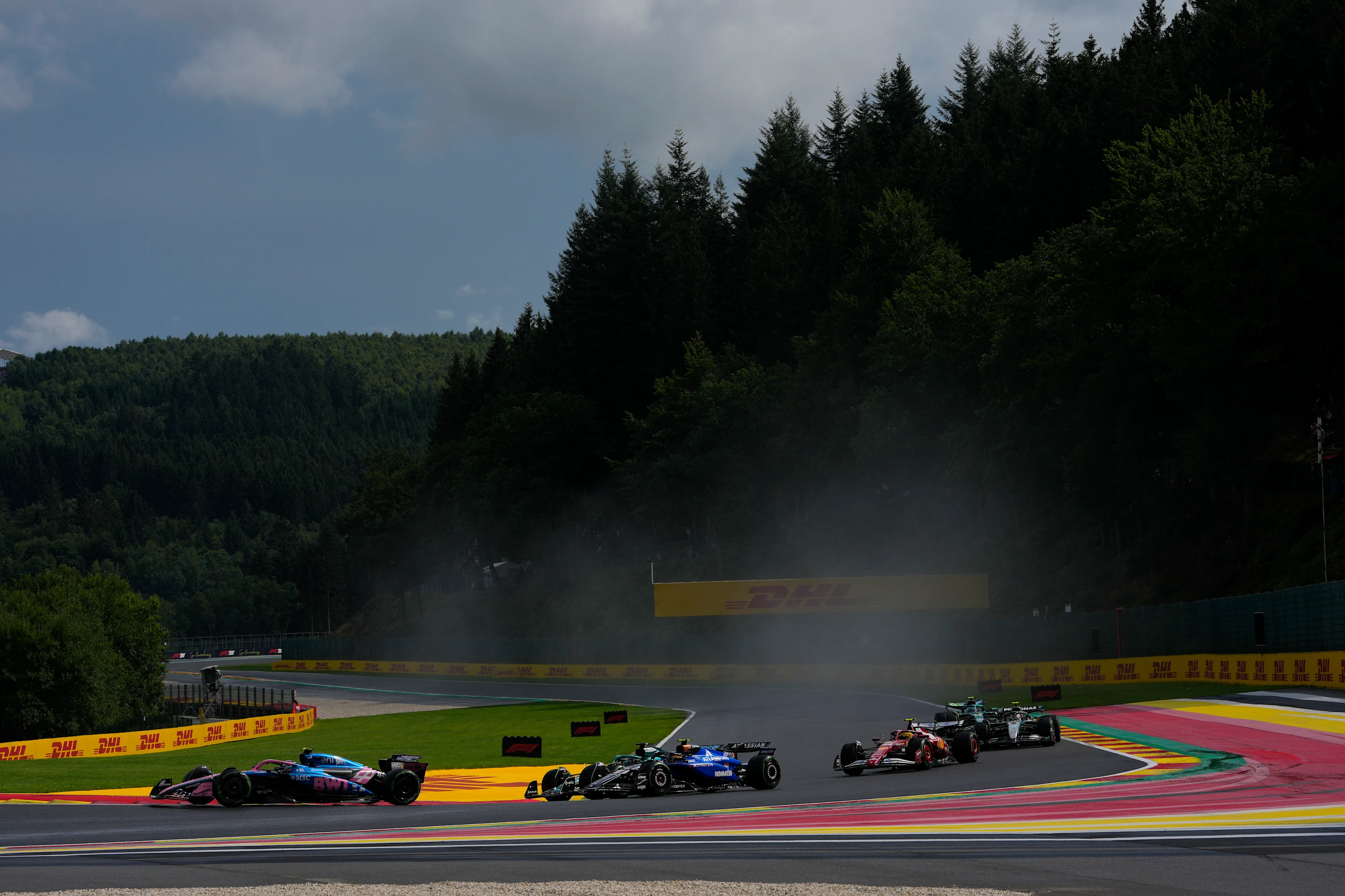 SPA, BELGIUM - JULY 27: Franco Colapinto of Argentina driving the (43) Alpine F1 A525 Renault leads