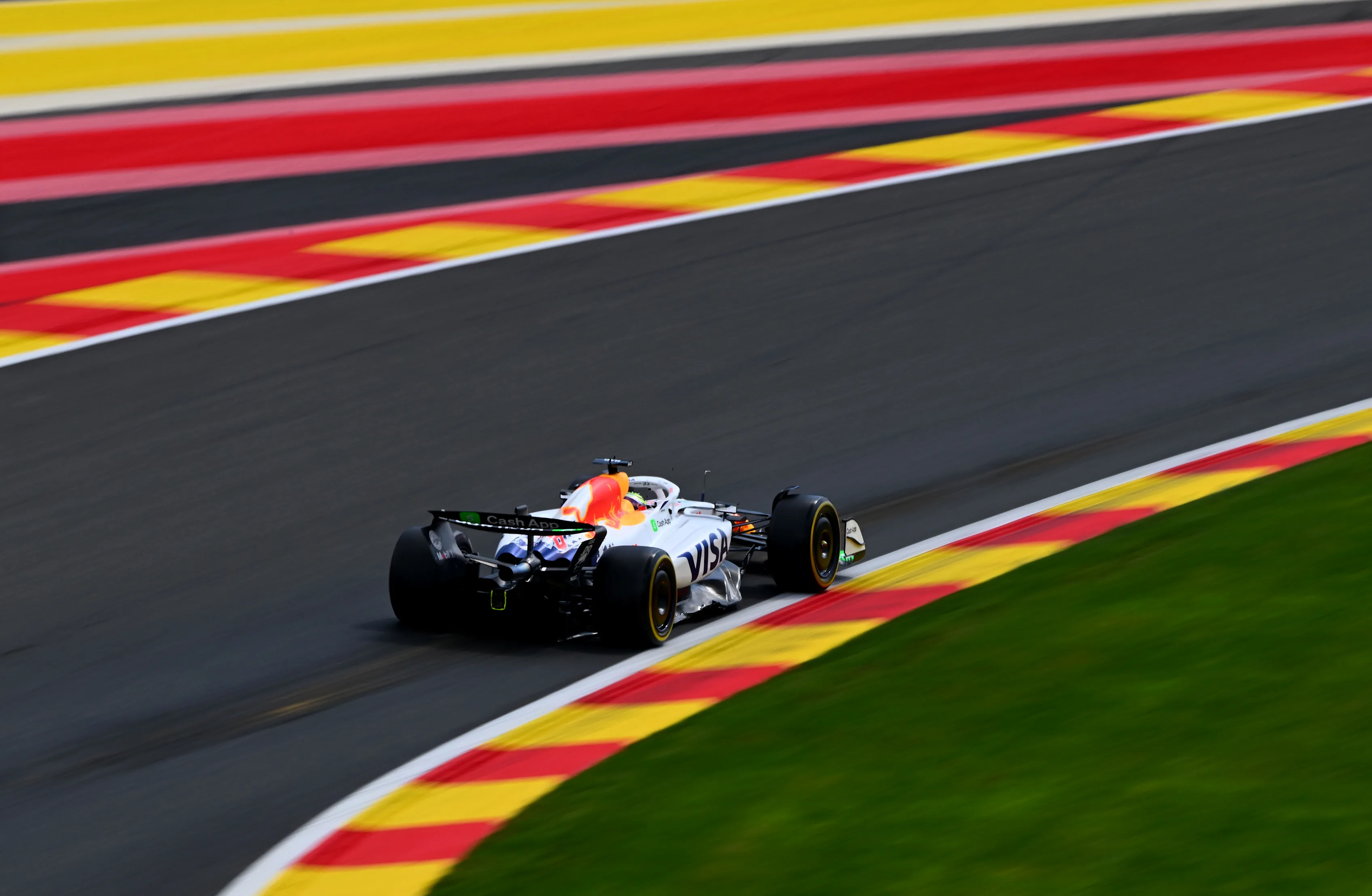 SPA, BELGIUM - JULY 25: Isack Hadjar of France driving the (6) Visa Cash App Racing Bulls VCARB 02