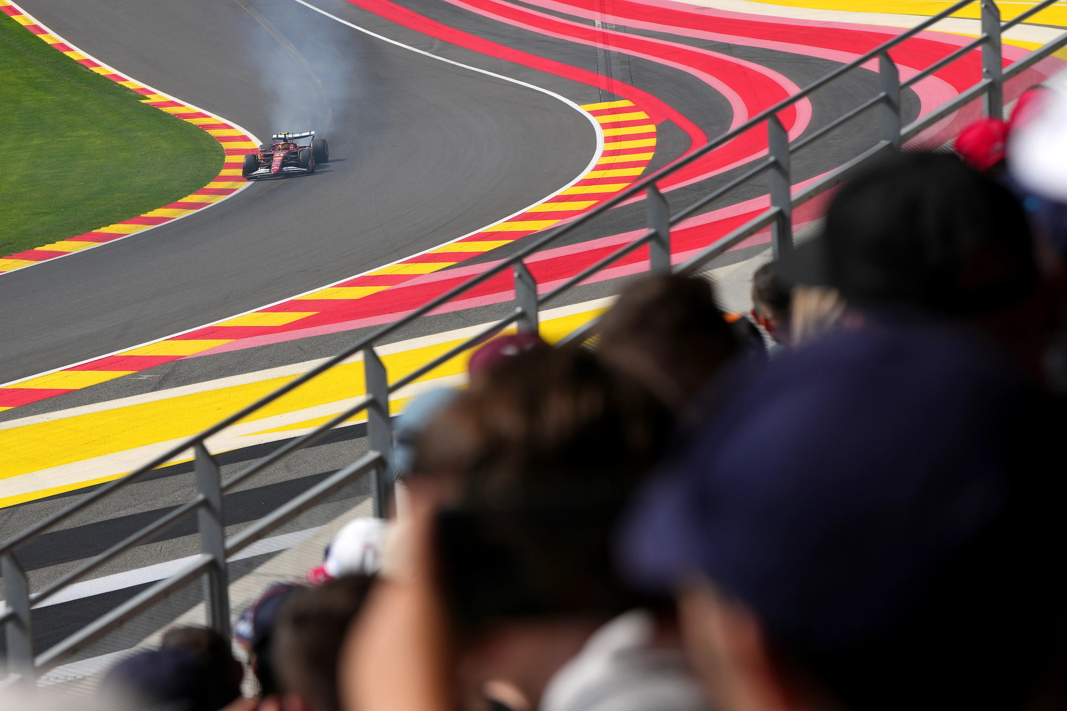 SPA, BELGIUM - JULY 25: Lewis Hamilton of Great Britain driving the (44) Scuderia Ferrari SF-25 on