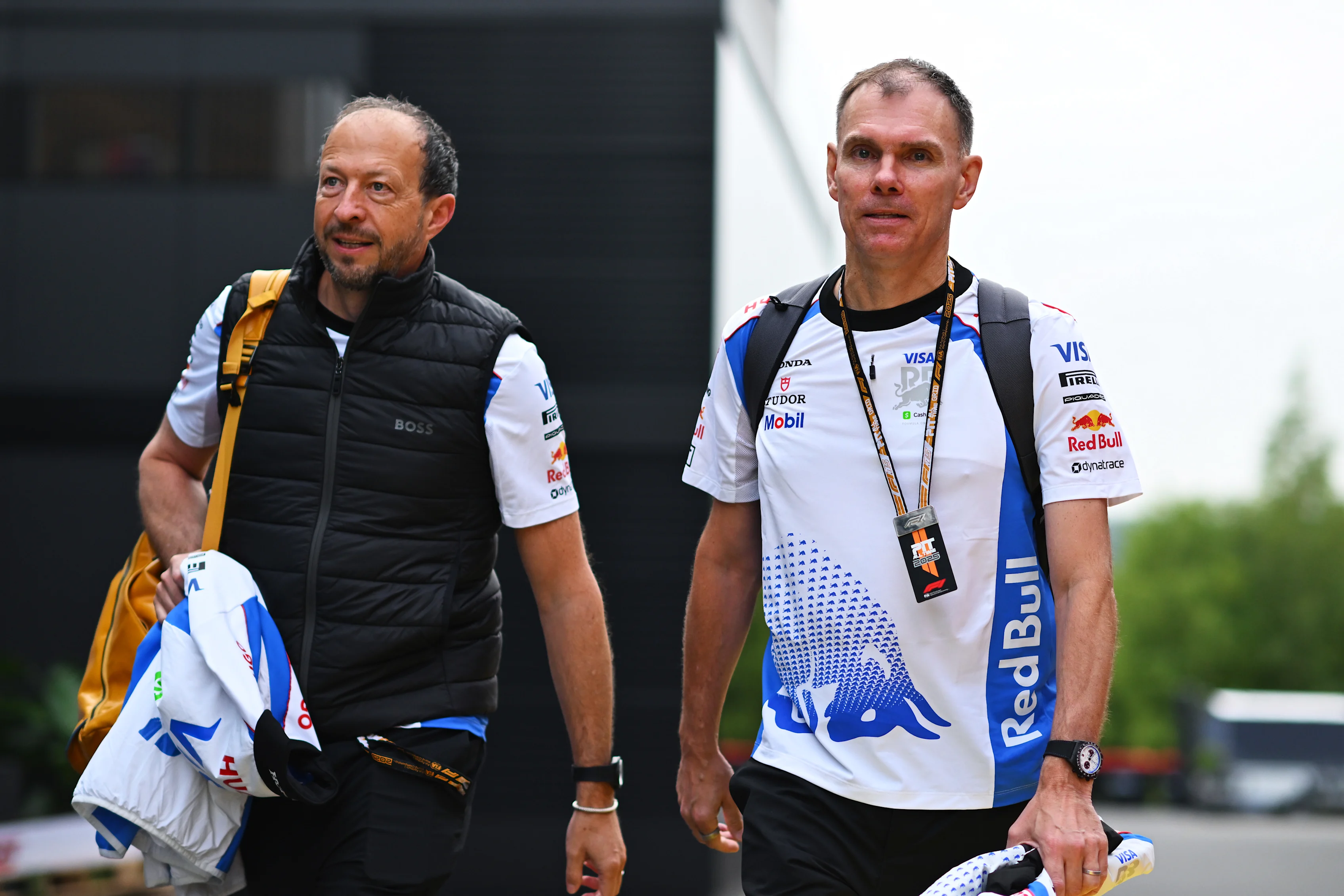 SPA, BELGIUM - JULY 24: Peter Bayer, CEO of Visa Cash App Racing Bulls and Alan Permane, Team