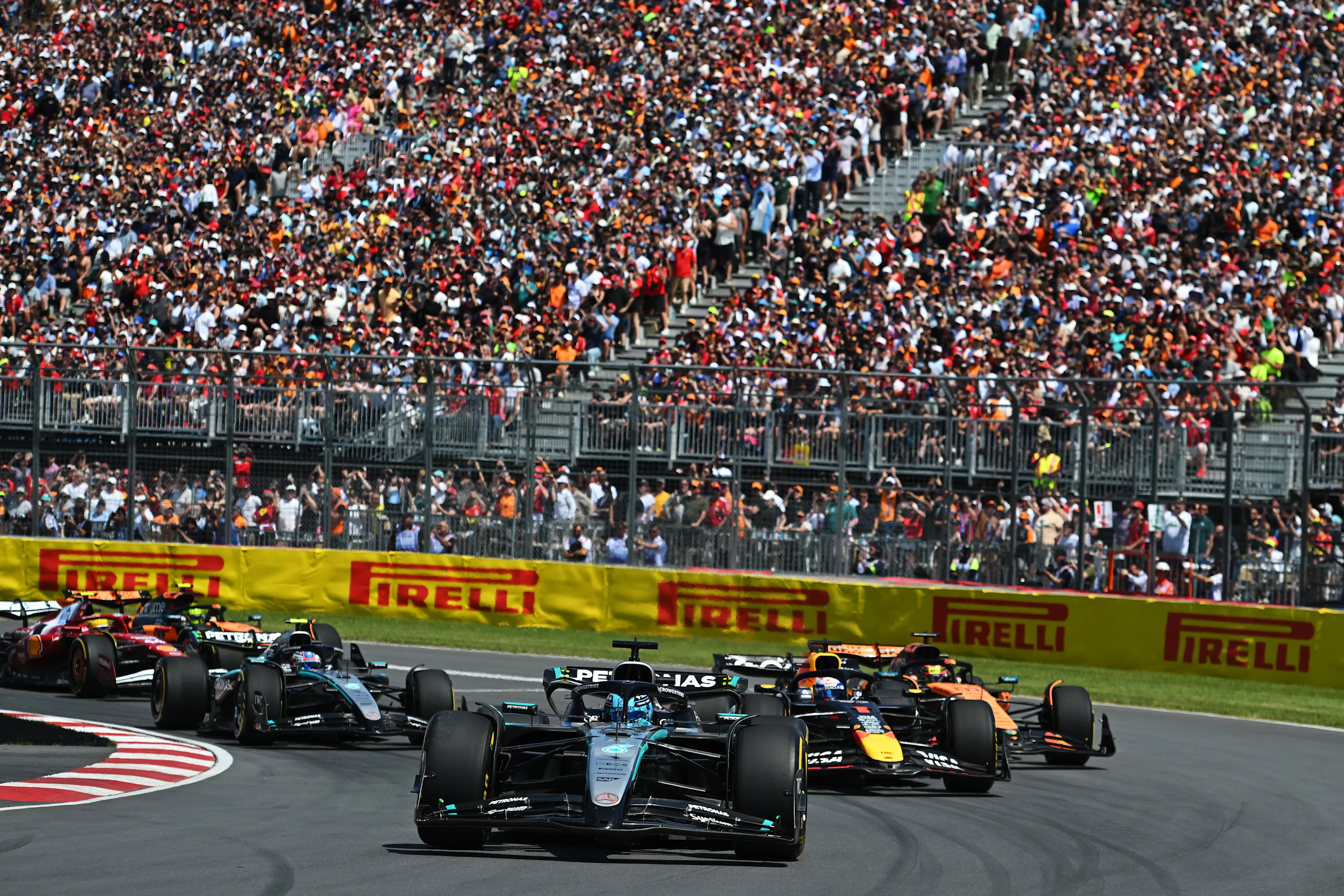 MONTREAL, QUEBEC - JUNE 15: George Russell of Great Britain driving the (63) Mercedes AMG Petronas