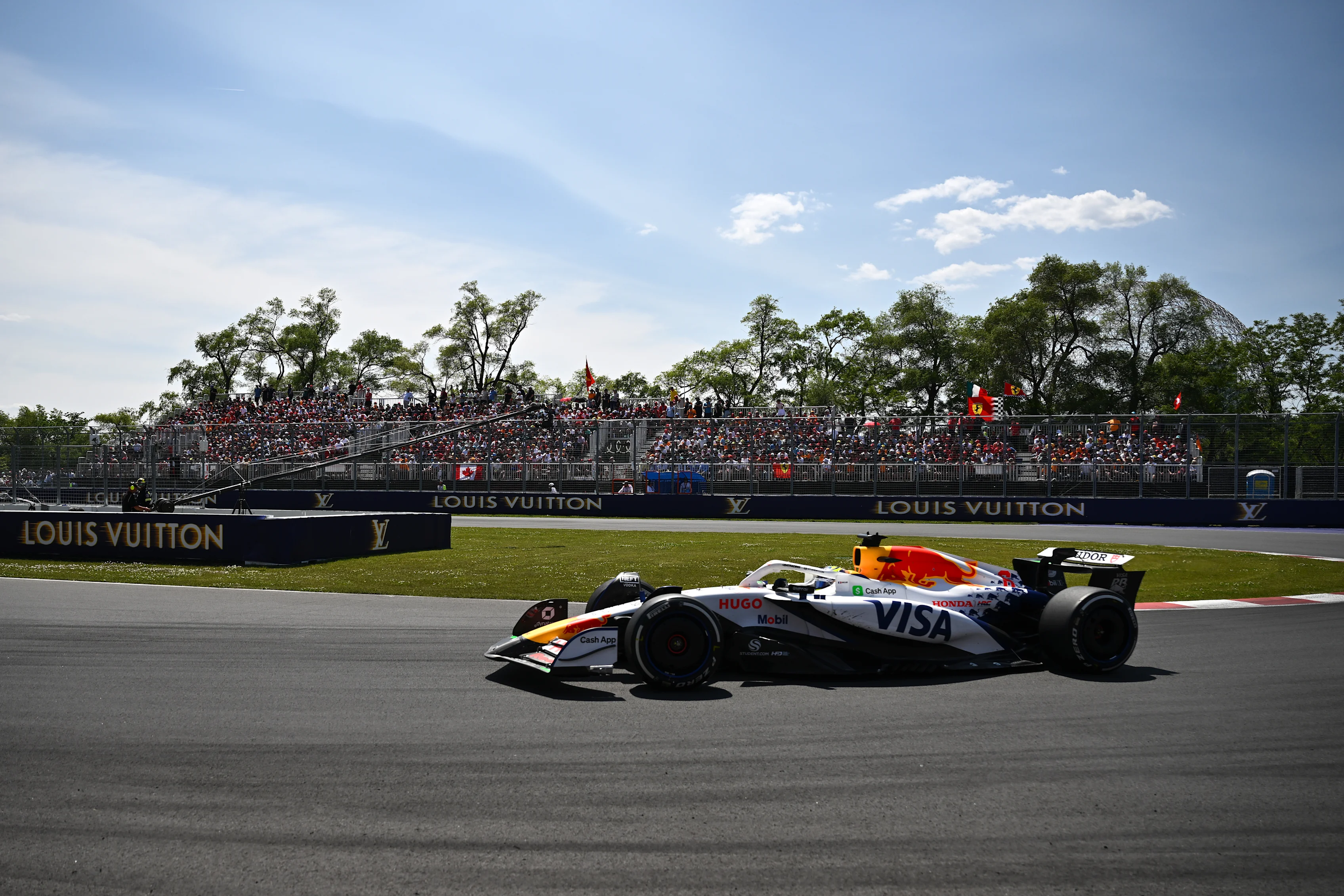 MONTREAL, QUEBEC - JUNE 15: Isack Hadjar of France driving the (6) Visa Cash App Racing Bulls VCARB 02 on track during the F1 Grand Prix of Canada at Circuit Gilles-Villeneuve on June 15, 2025 in Montreal, Quebec. (Photo by Minas Panagiotakis/Getty Images)