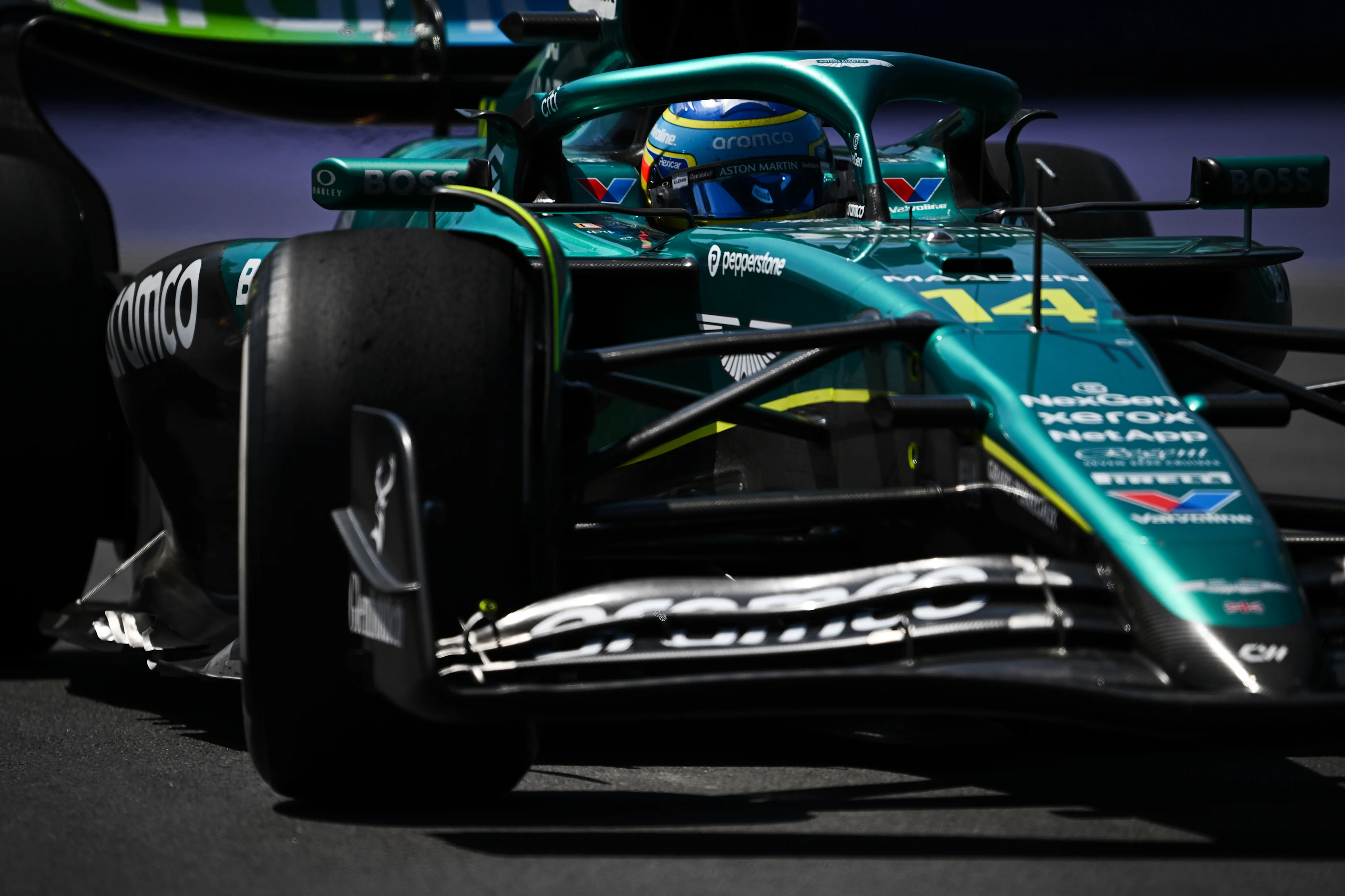 MONTREAL, QUEBEC - JUNE 15: Fernando Alonso of Spain driving the (14) Aston Martin F1 Team AMR25