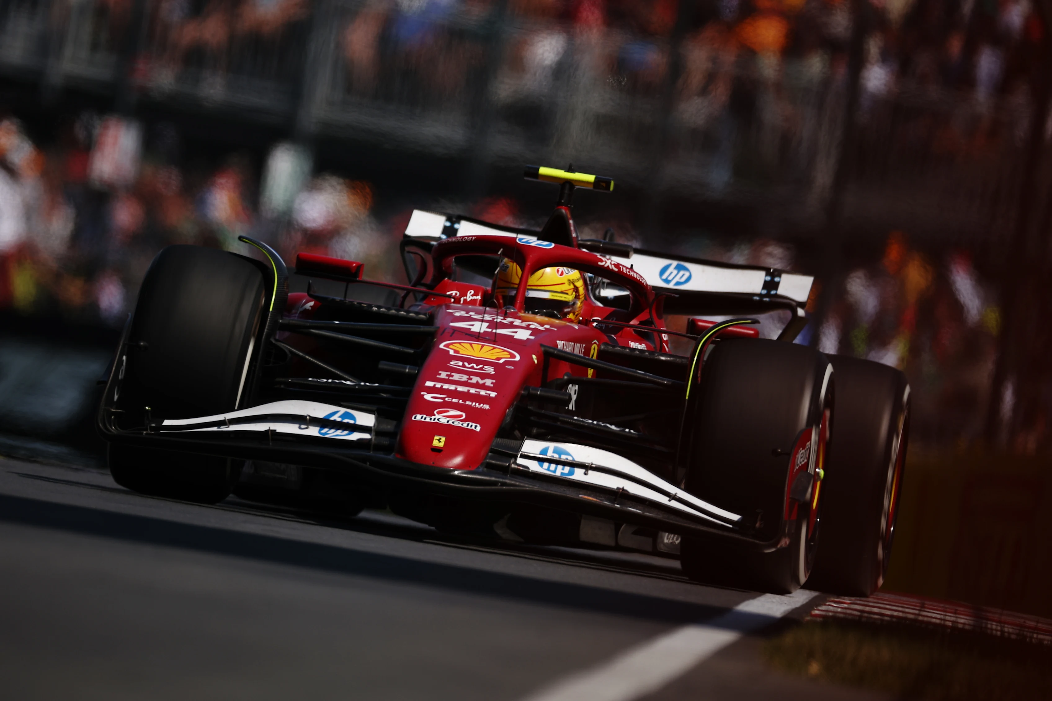 MONTREAL, QUEBEC - JUNE 15: Lewis Hamilton of Great Britain driving the (44) Scuderia Ferrari SF-25 on track during the F1 Grand Prix of Canada at Circuit Gilles-Villeneuve on June 15, 2025 in Montreal, Quebec. (Photo by Jared C. Tilton - Formula 1/Formula 1 via Getty Images)