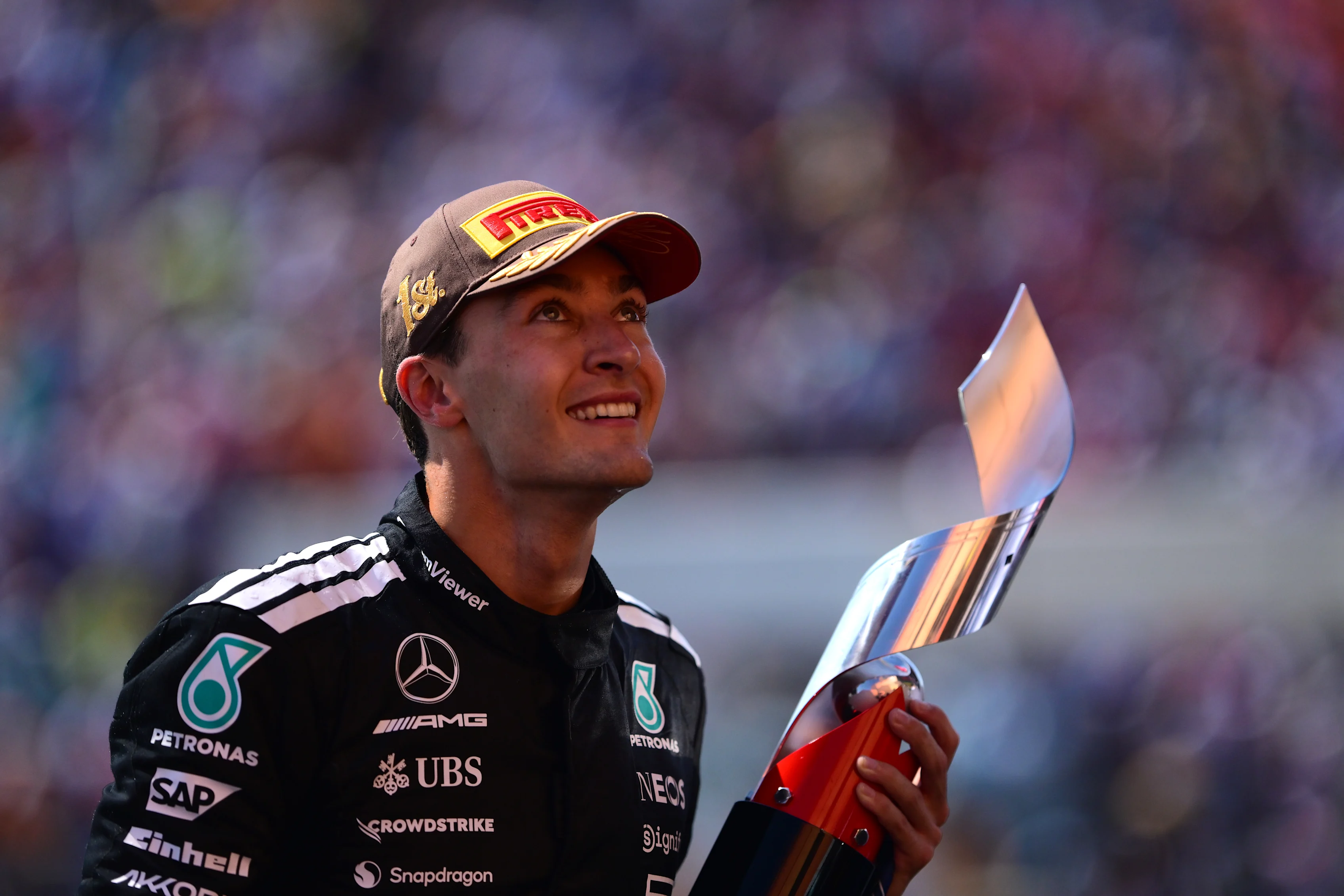 MONTREAL, QUEBEC - JUNE 15: Race winner George Russell of Great Britain and Mercedes AMG Petronas