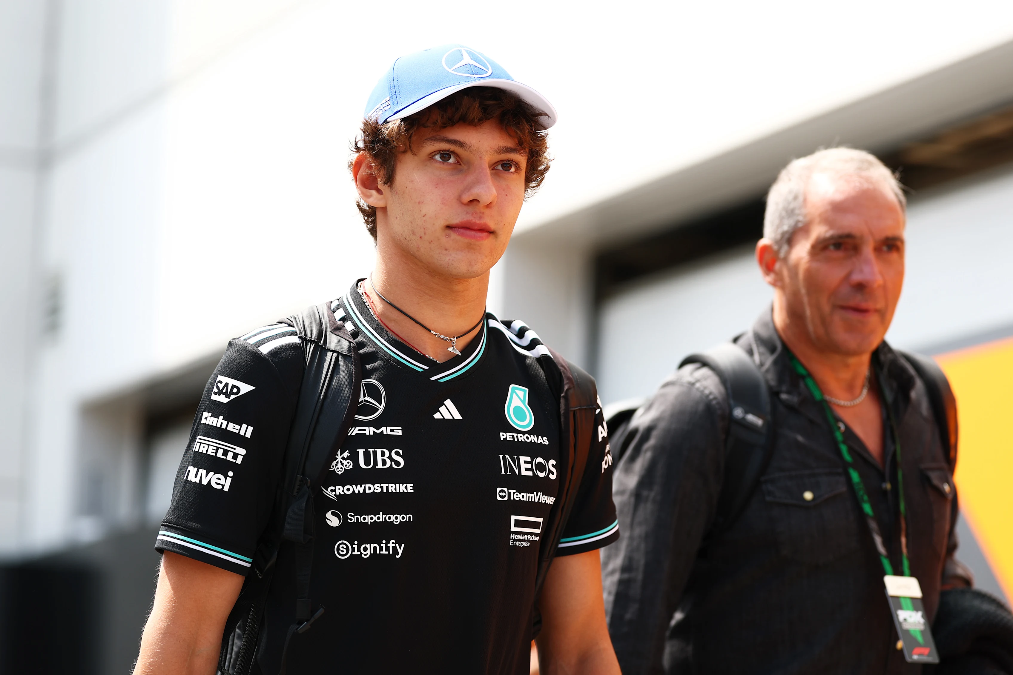Andrea Kimi Antonelli of Italy and Mercedes AMG Petronas F1 Team arrives in the Paddock prior to practice ahead of the F1 Grand Prix of Canada at Circuit Gilles-Villeneuve on June 13, 2025 in Montreal, Quebec. (Photo by Clive Rose/Getty Images)