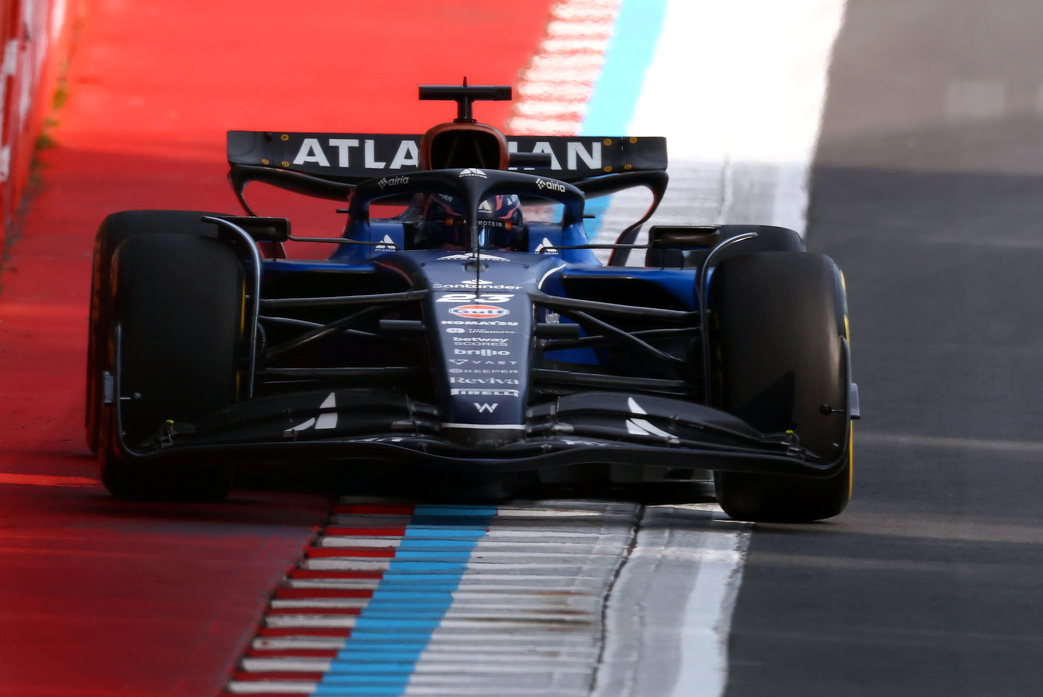 MONTREAL, QUEBEC - JUNE 13: Alexander Albon of Thailand driving the (23) Williams FW47 Mercedes on track during practice ahead of the F1 Grand Prix of Canada at Circuit Gilles-Villeneuve on June 13, 2025 in Montreal, Quebec. (Photo by Clive Rose/Getty Images)