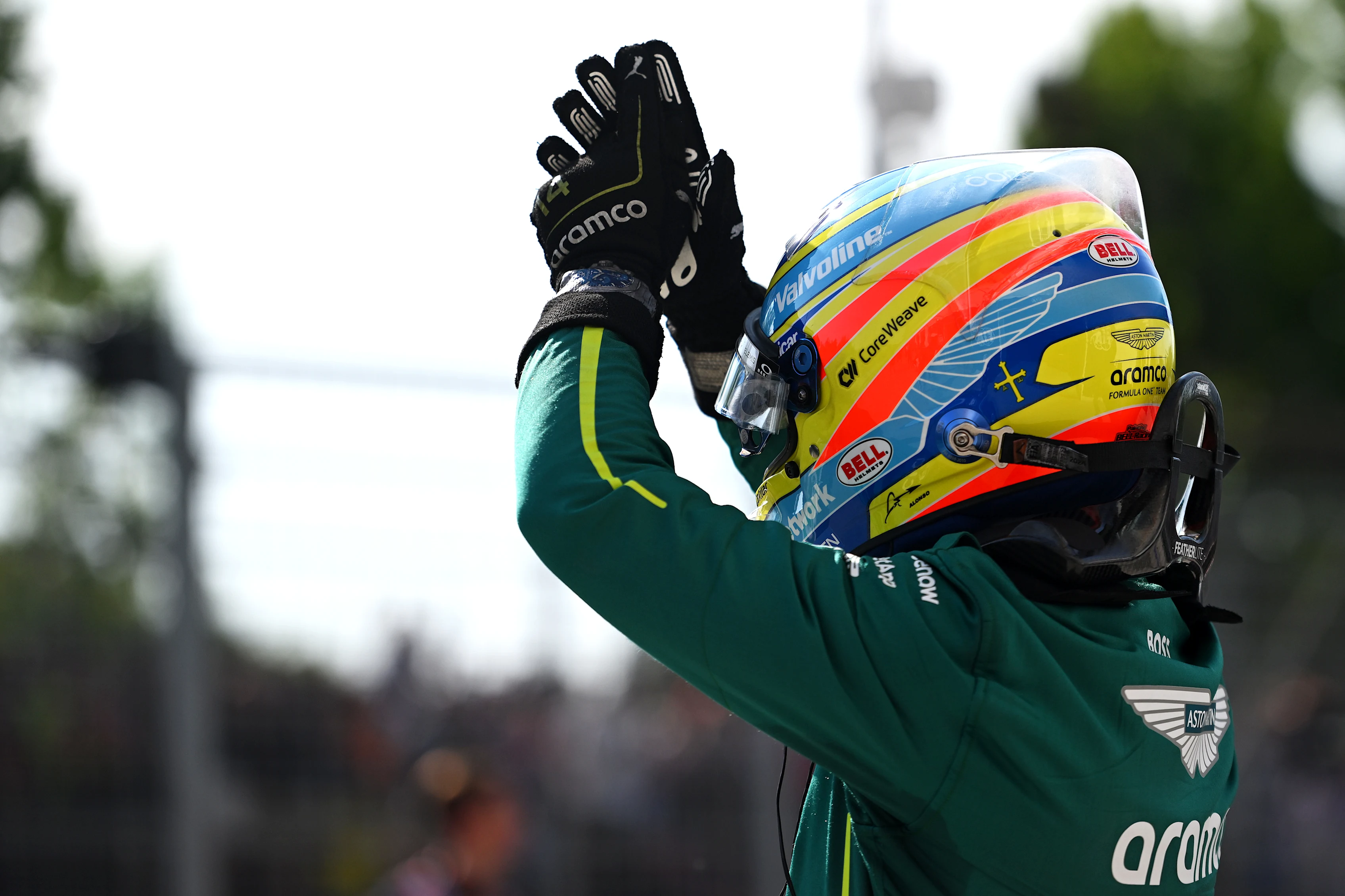 MONTREAL, QUEBEC - JUNE 14: Sixth placed qualifier Fernando Alonso of Spain and Aston Martin F1