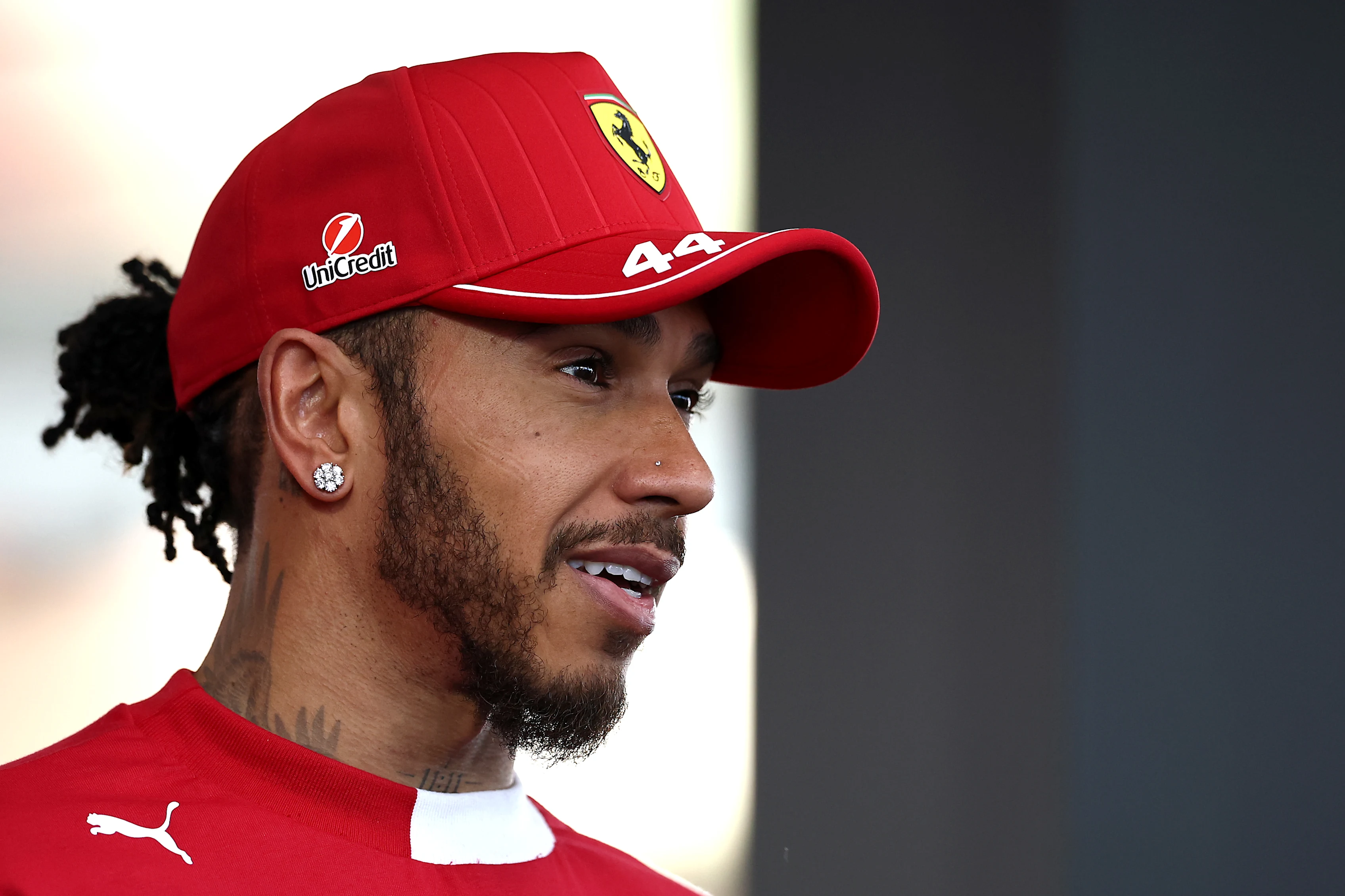 Lewis Hamilton of Great Britain and Scuderia Ferrari is interviewed during qualifying ahead of the F1 Grand Prix of Canada at Circuit Gilles-Villeneuve on June 14, 2025 in Montreal, Quebec. (Photo by Jared C. Tilton - Formula 1/Formula 1 via Getty Images)
