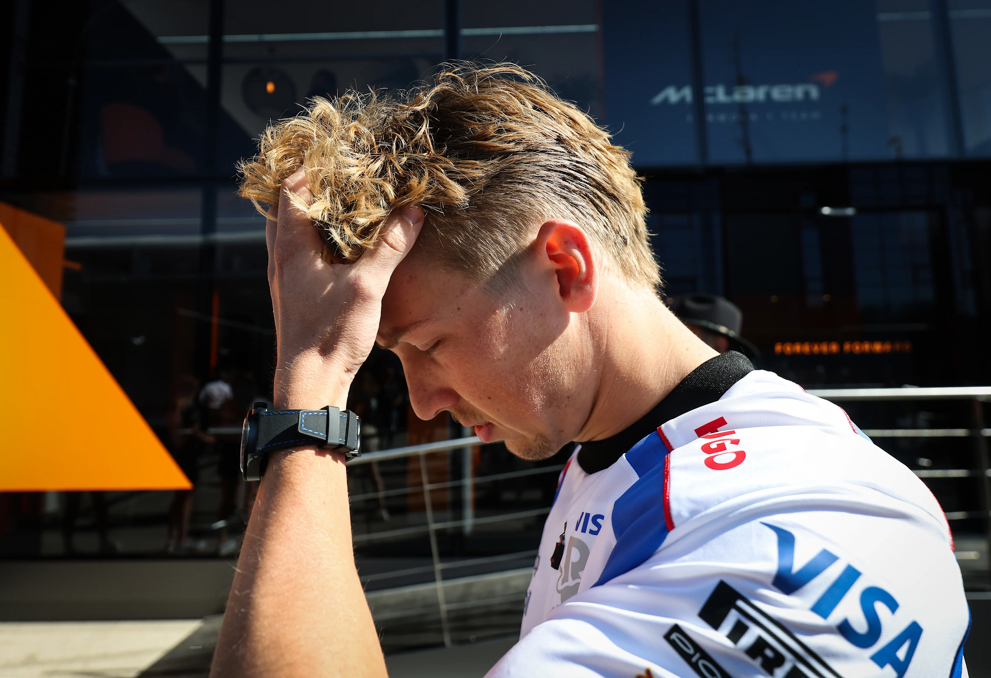 IMOLA, ITALY - MAY 18: Liam Lawson of New Zealand and Visa Cash App Racing Bulls looks on prior to