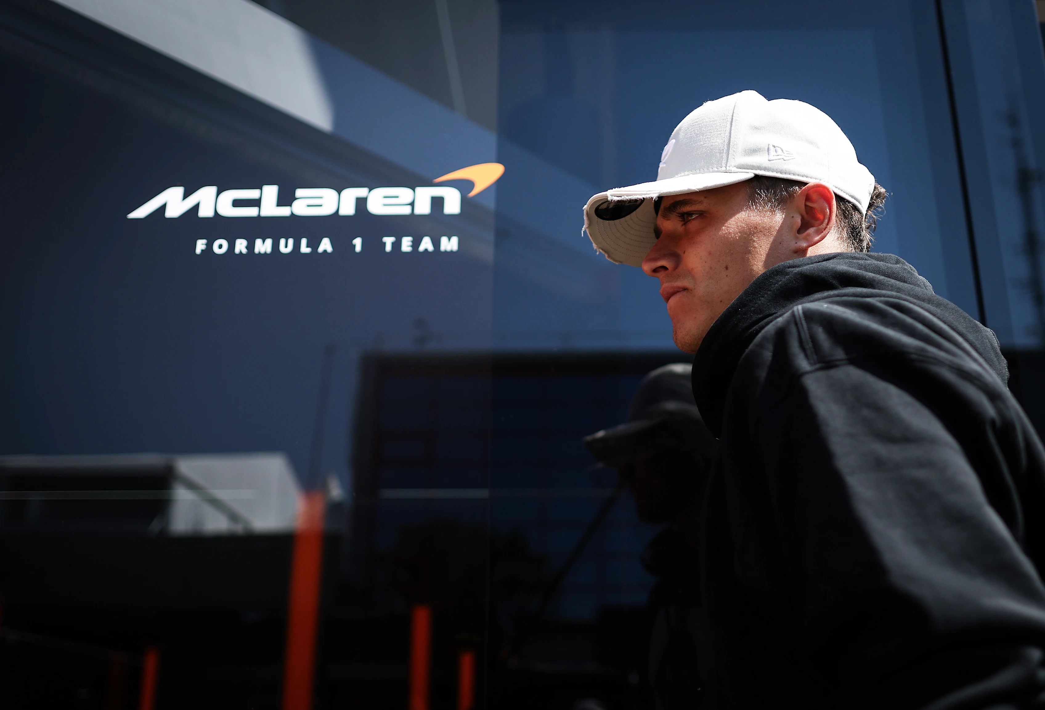 IMOLA, ITALY - MAY 15: Lando Norris of Great Britain and McLaren looks on in the Paddock during