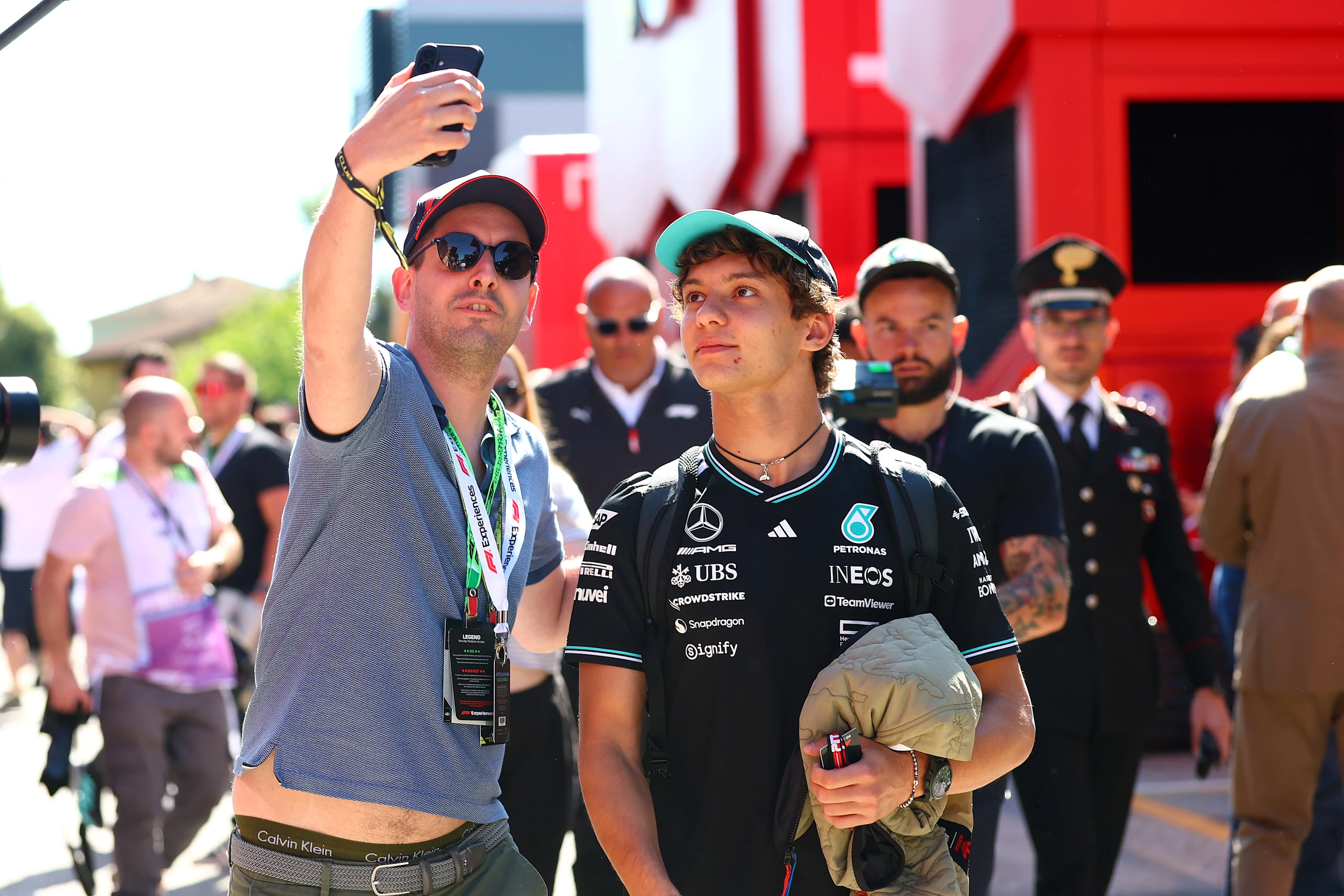 IMOLA, ITALY - MAY 17: Andrea Kimi Antonelli of Italy and Mercedes AMG Petronas F1 Team meets a fan