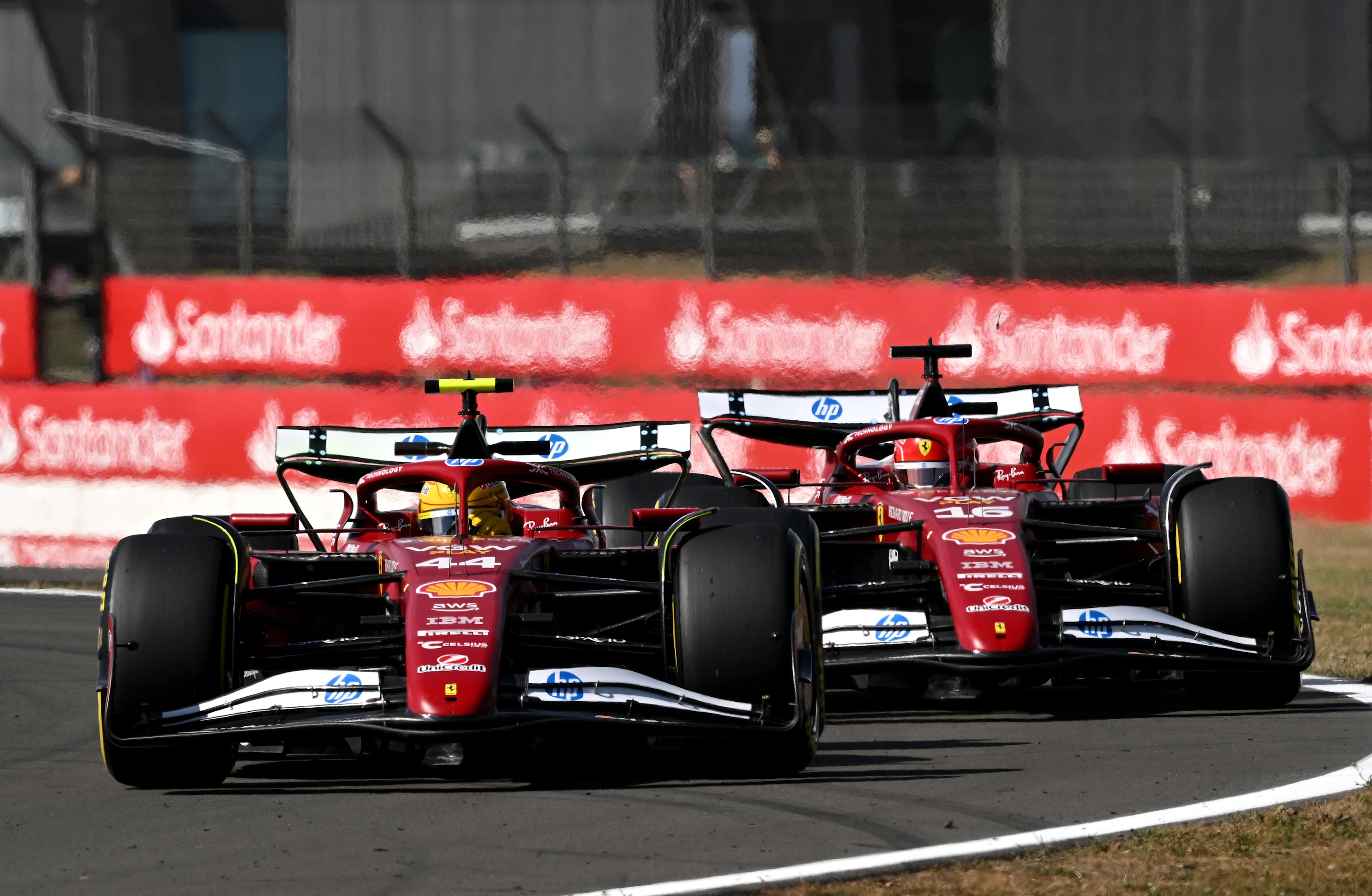 NORTHAMPTON, ENGLAND - JULY 04: Lewis Hamilton of Great Britain driving the (44) Scuderia Ferrari