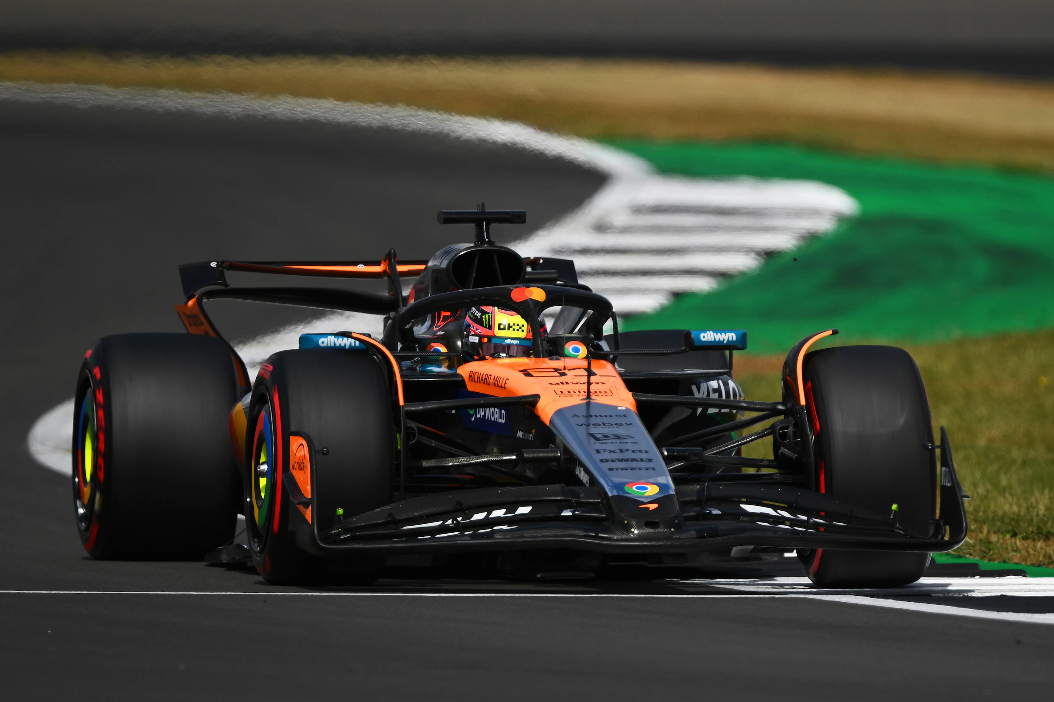 NORTHAMPTON, ENGLAND - JULY 05: Oscar Piastri of Australia driving the (81) McLaren MCL39 Mercedes