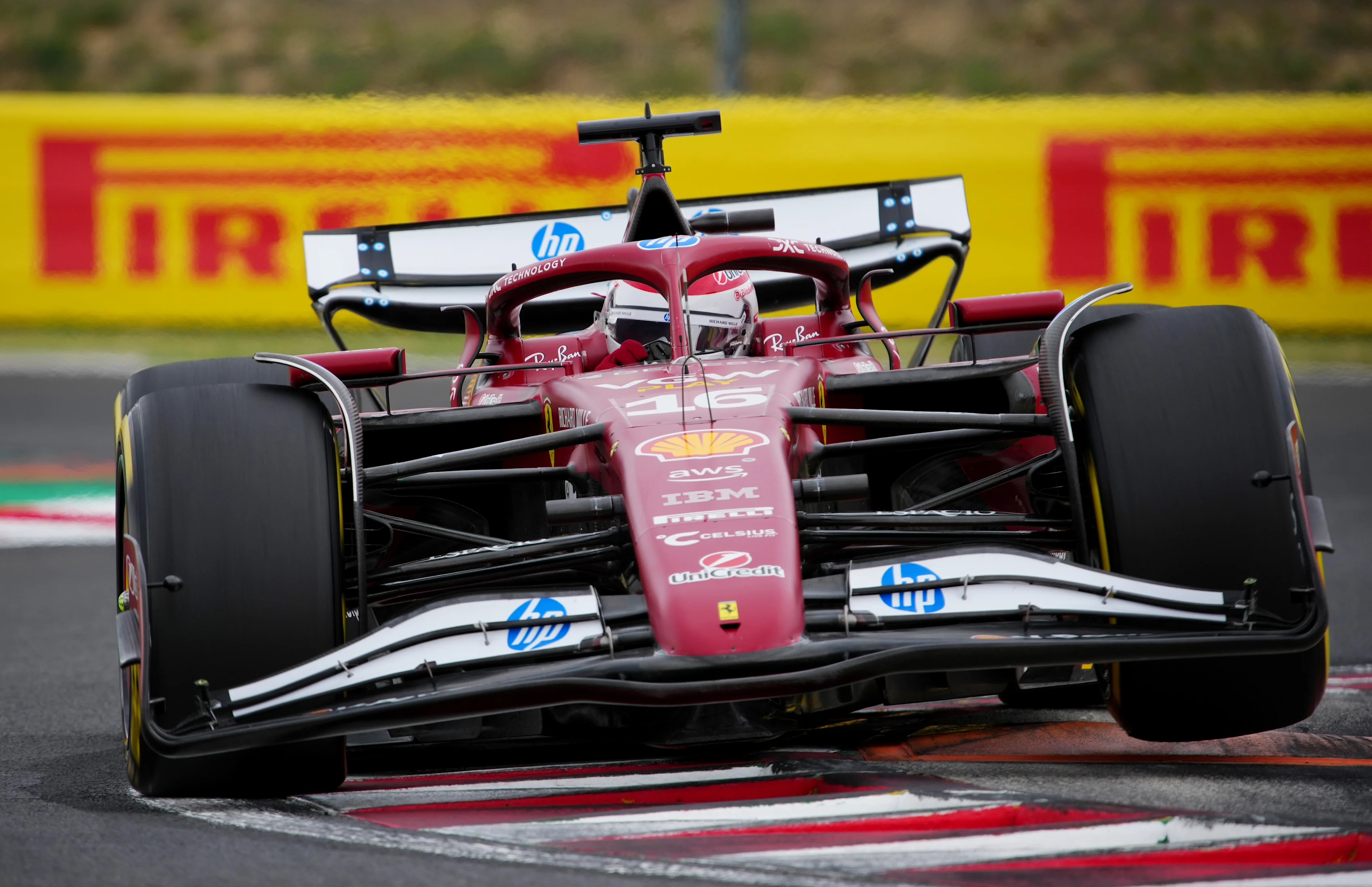 BUDAPEST, HUNGARY - AUGUST 03: Charles Leclerc of Monaco driving the (16) Scuderia Ferrari SF-25 on