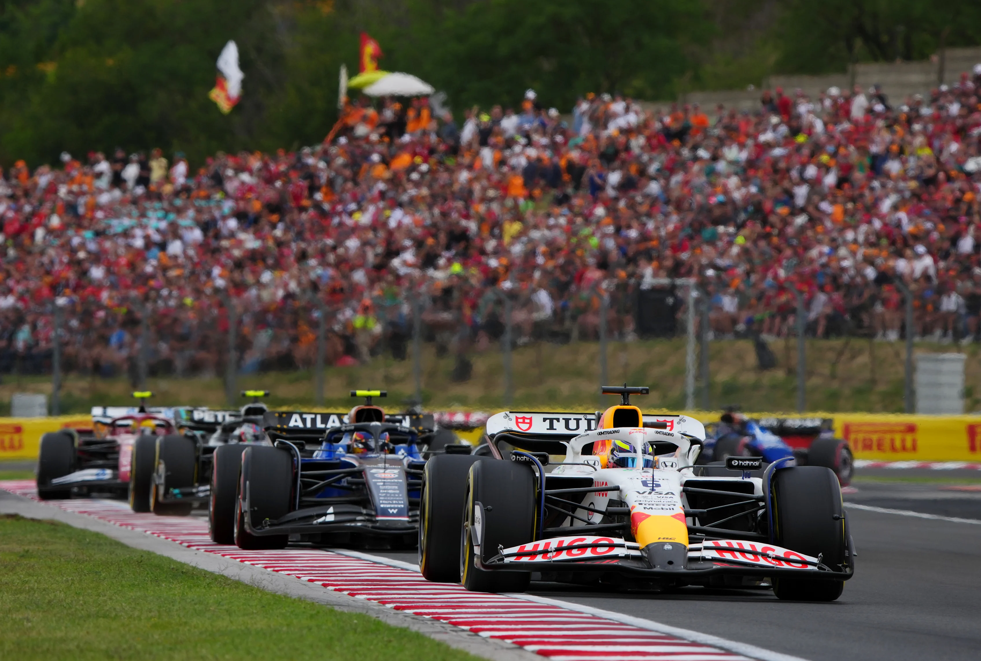 BUDAPEST, HUNGARY - AUGUST 03: Isack Hadjar of France driving the (6) Visa Cash App Racing Bulls