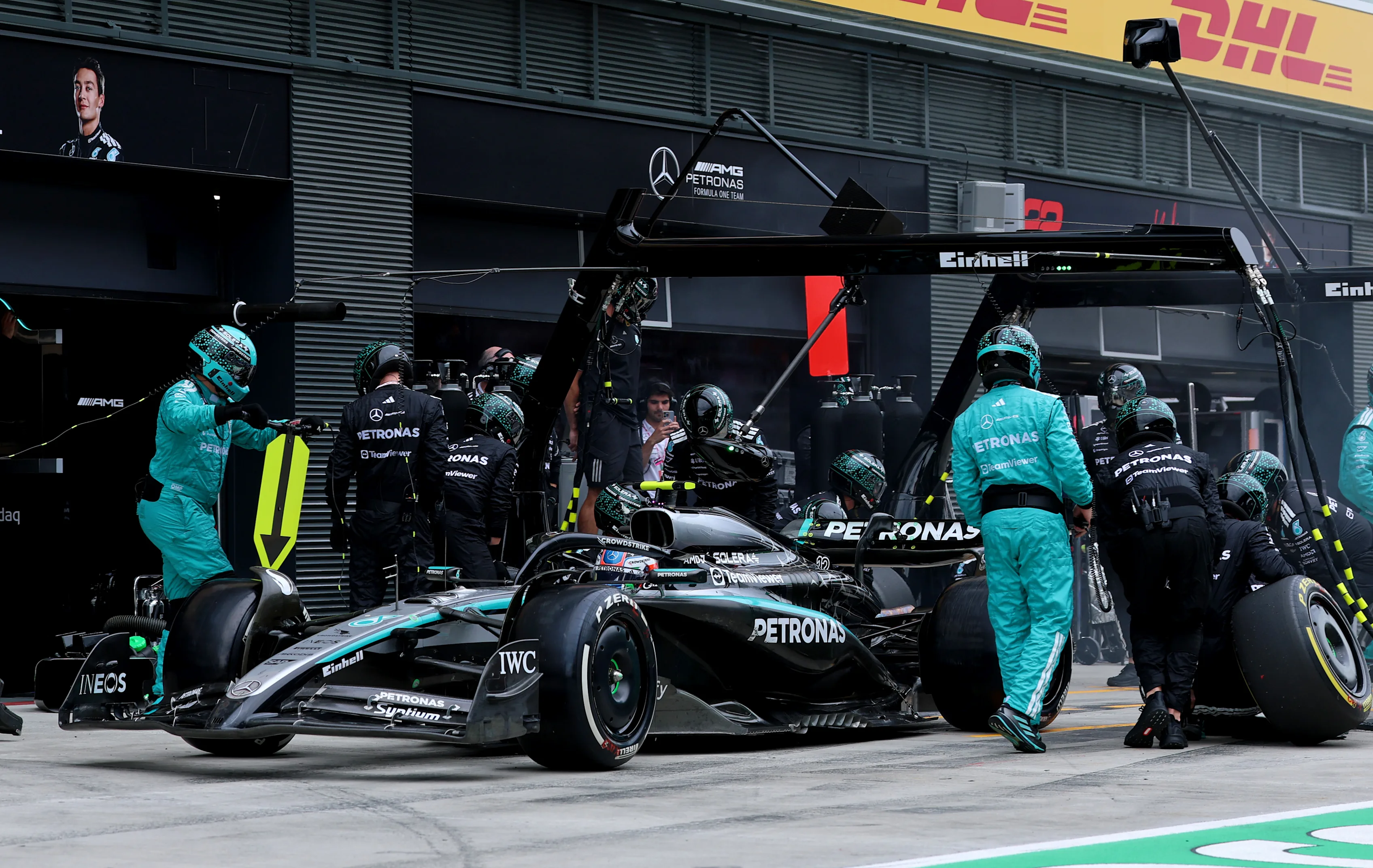 BUDAPEST, HUNGARY - AUGUST 03: Andrea Kimi Antonelli of Italy driving the (12) Mercedes AMG