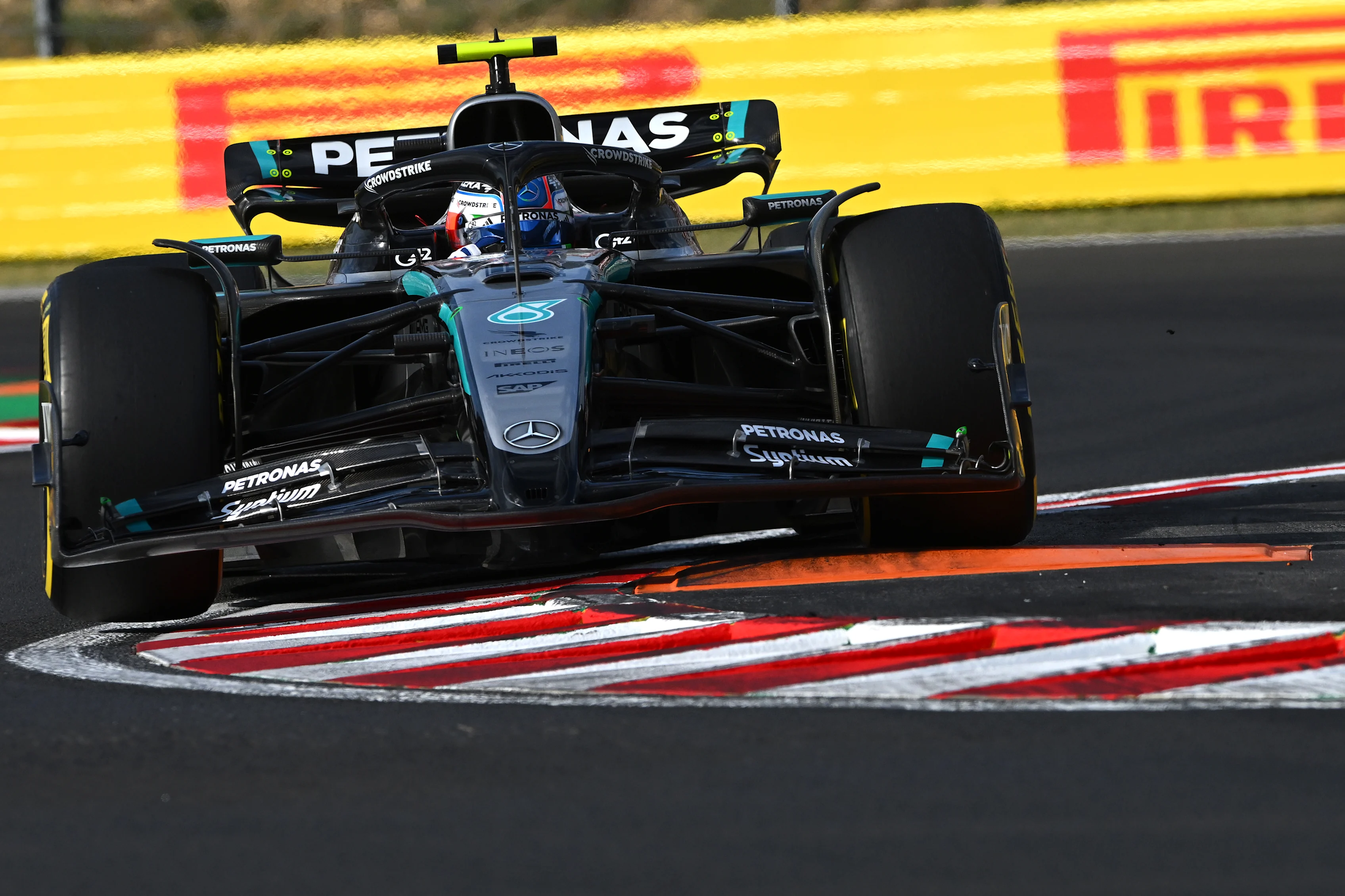 BUDAPEST, HUNGARY - AUGUST 01: Andrea Kimi Antonelli of Italy driving the (12) Mercedes AMG
