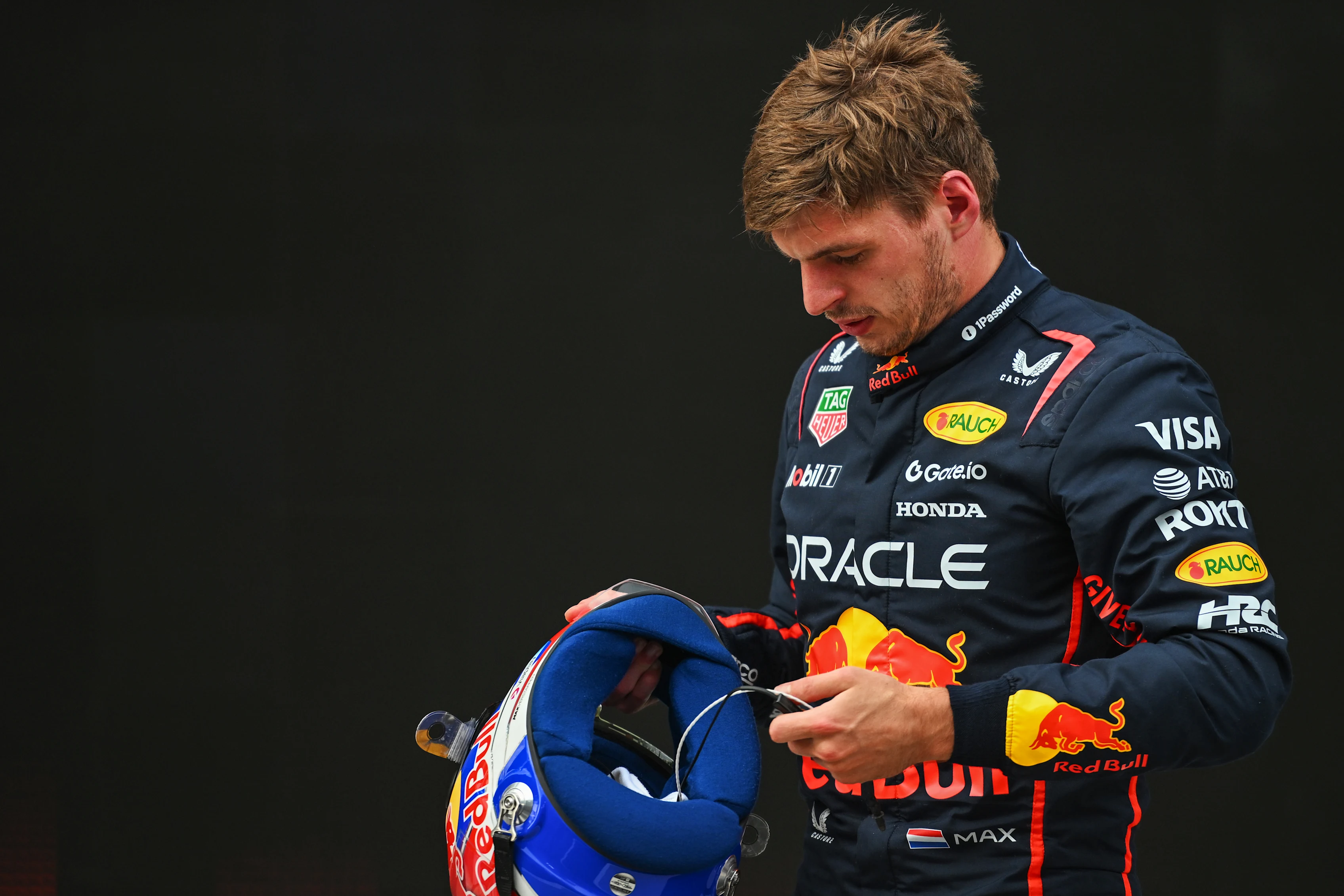 BUDAPEST, HUNGARY - AUGUST 02: Eighth placed qualifier Max Verstappen of the Netherlands and Oracle